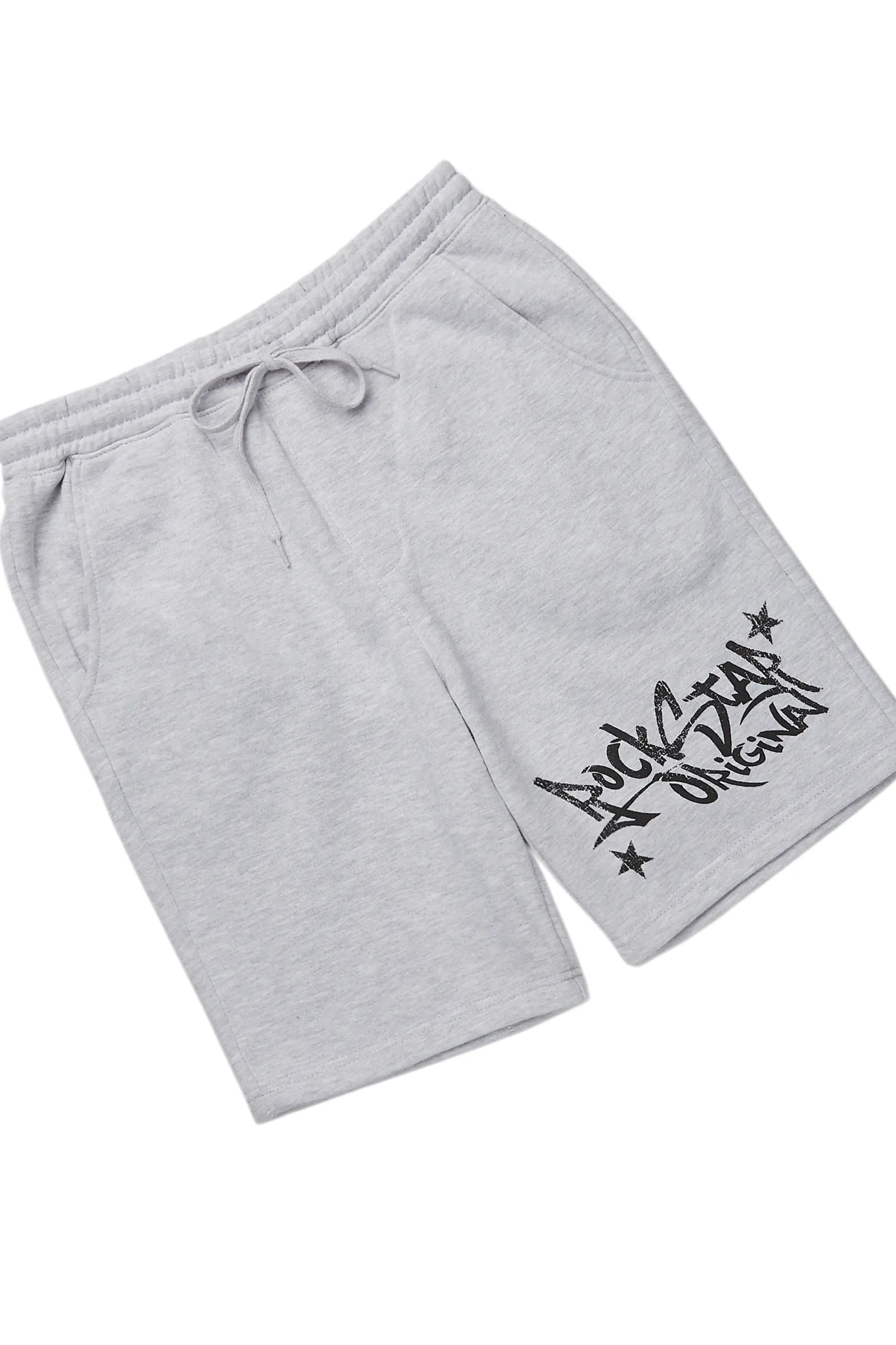 Mirelys White/Grey Long Sleeve T-Shirt Short Set - Image 3