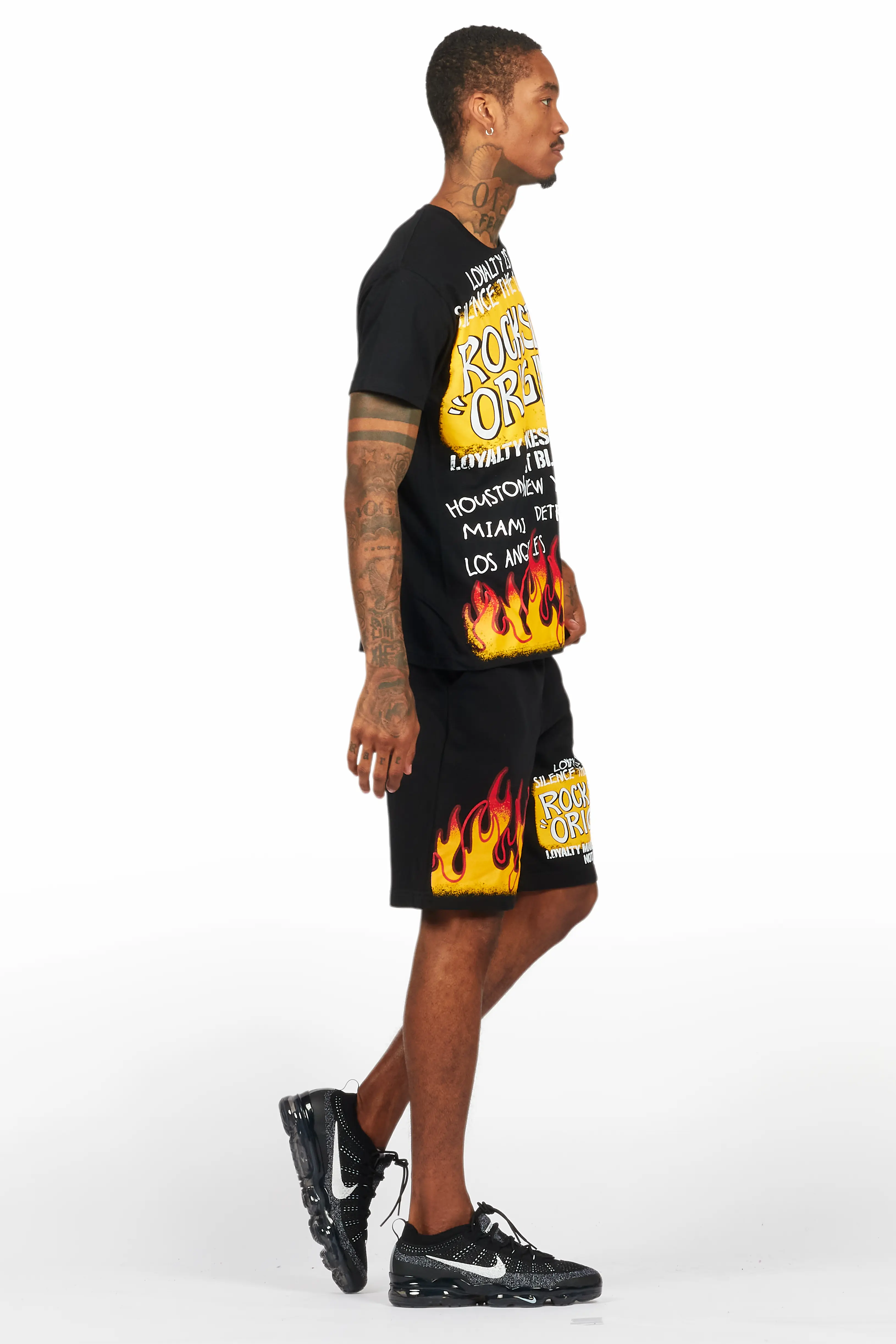 Beno Black Graphic T-Shirt Short Set - Image 3