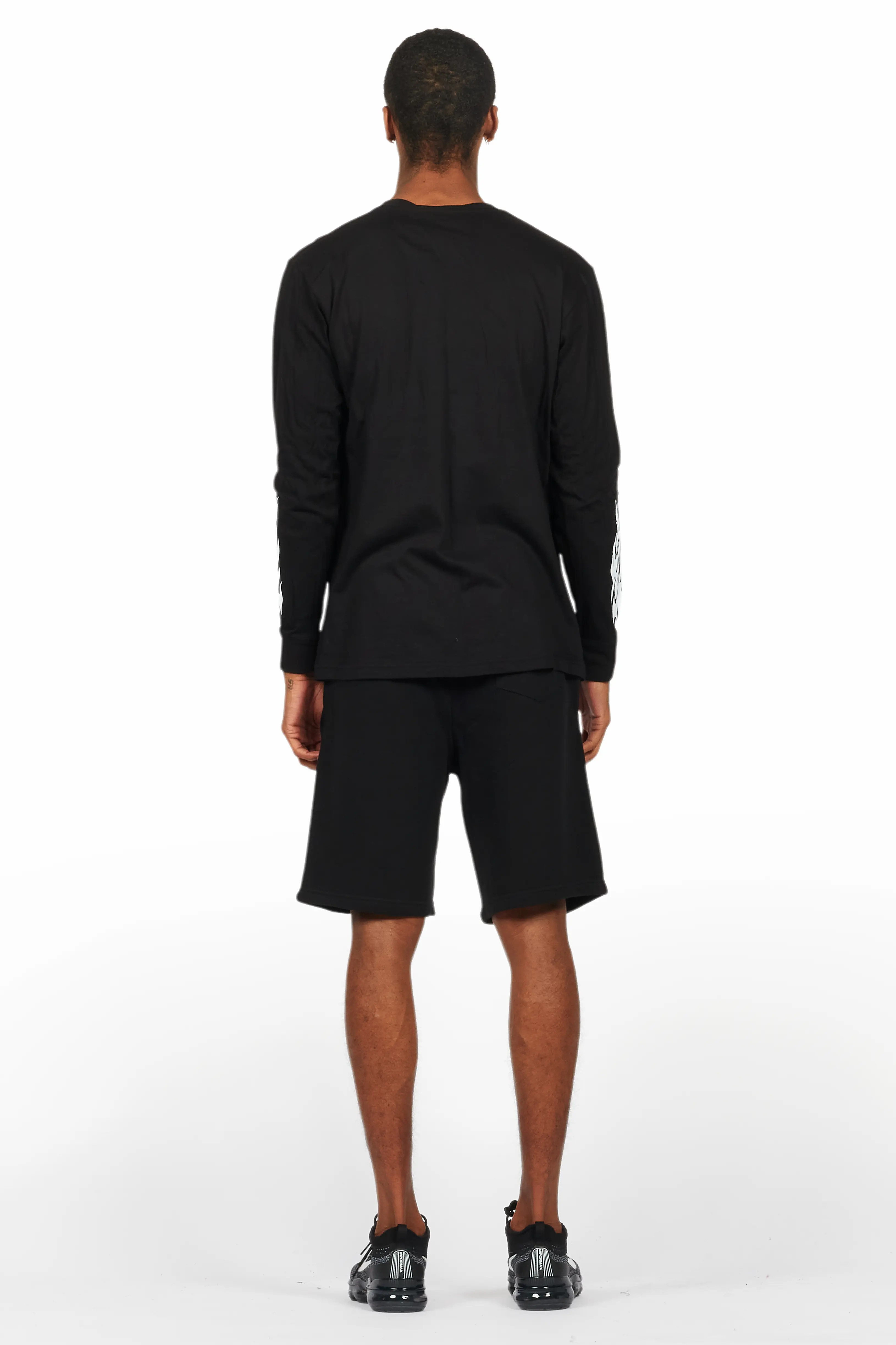 Bubble Black Long Sleeve T-Shirt Short Set - Image 4