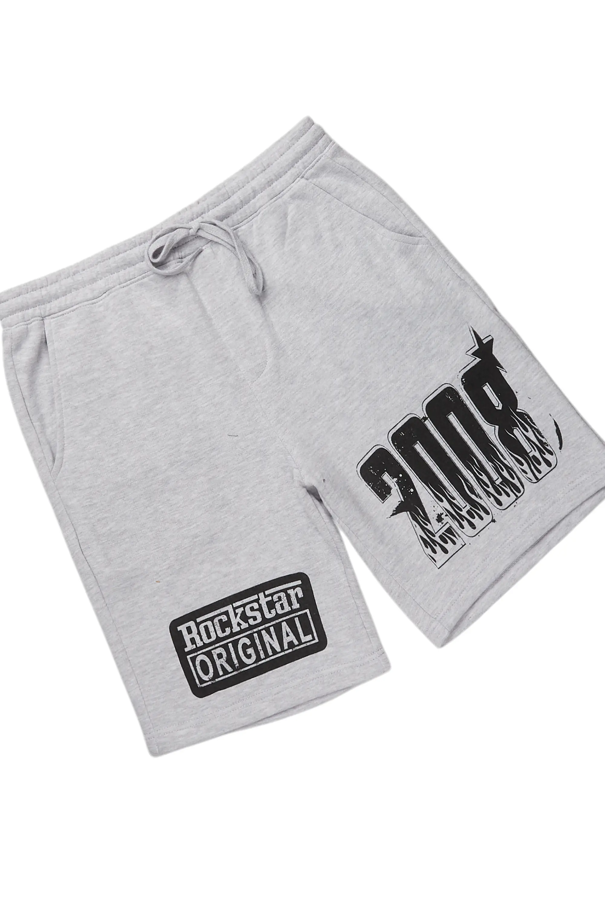 Amos White/Grey Graphic T-Shirt Short Set - Image 8
