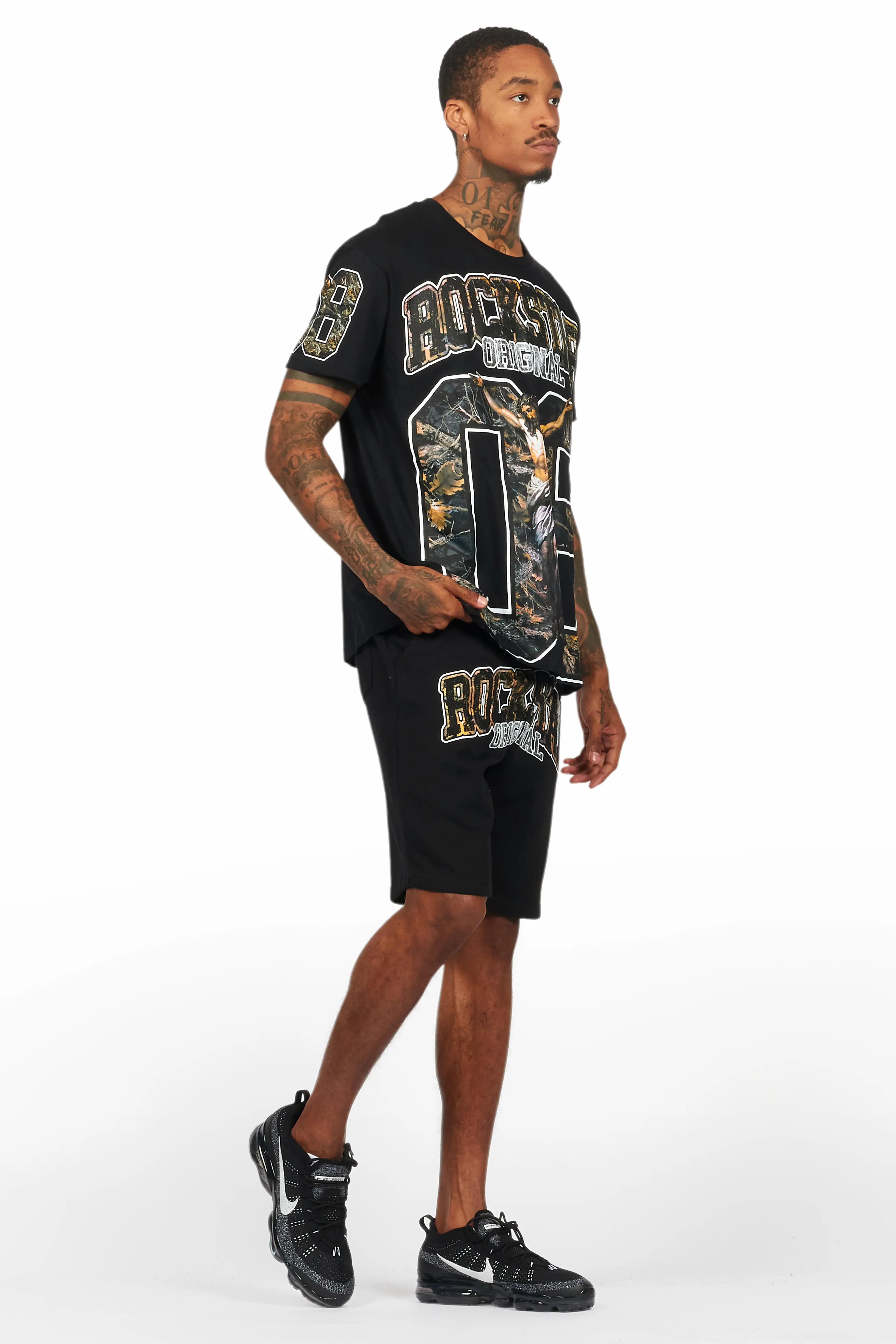 Fields Black Graphic T-Shirt Short Set - Image 6