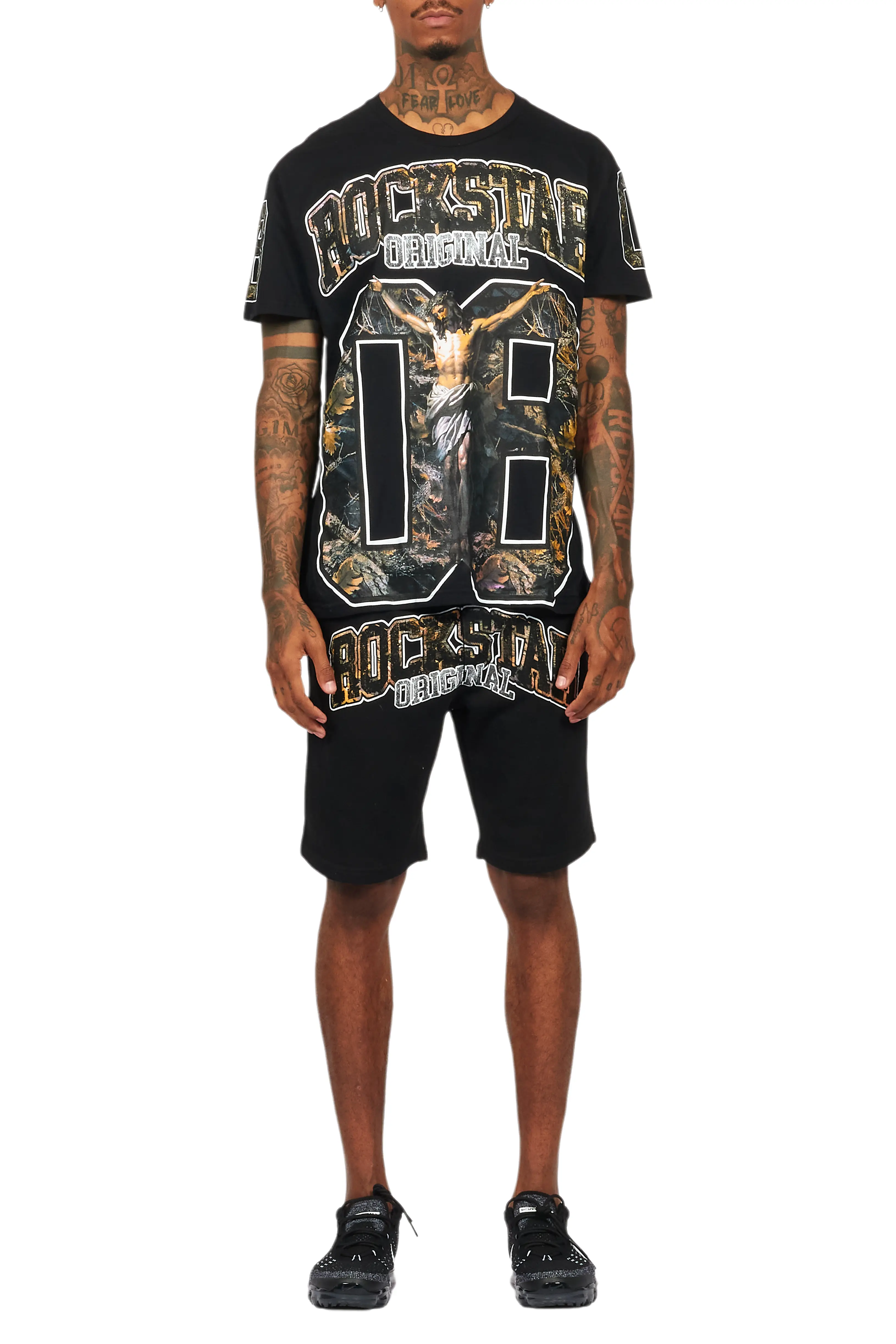 Fields Black Graphic T-Shirt Short Set - Image 9