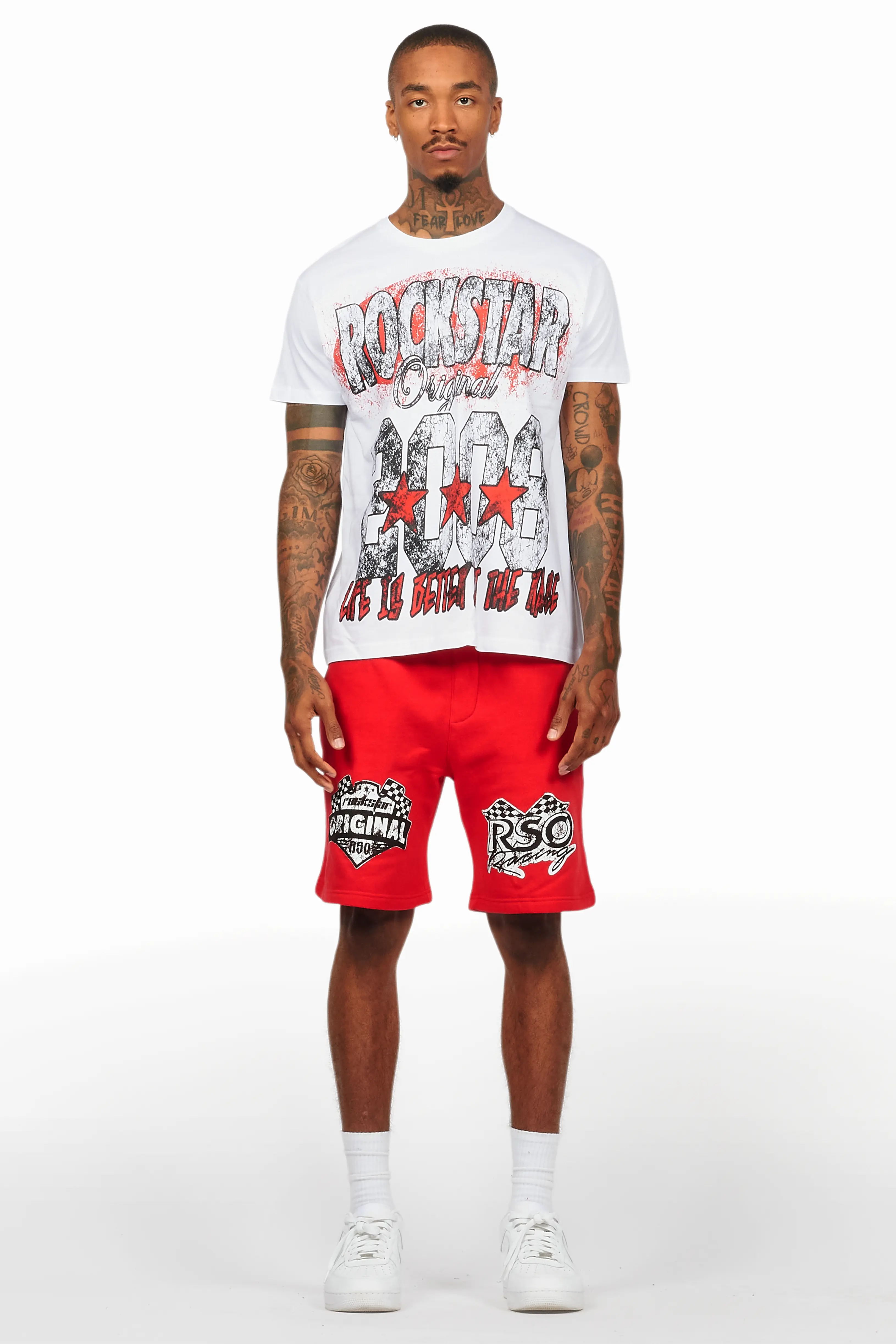 Racing Grung White/Red Graphic T-Shirt Short Set - Image 2