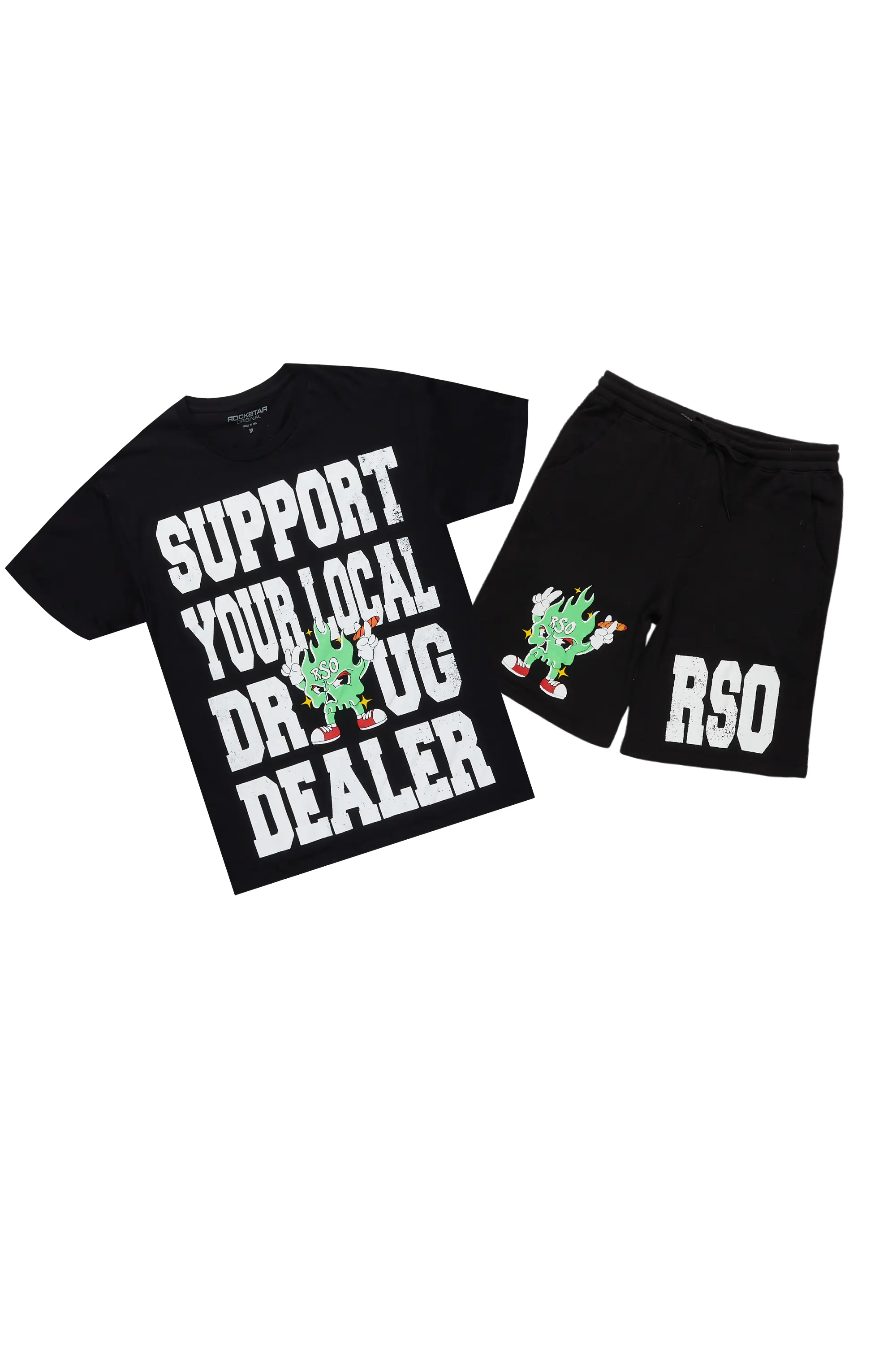 Tarl Black Graphic T-Shirt Short Set