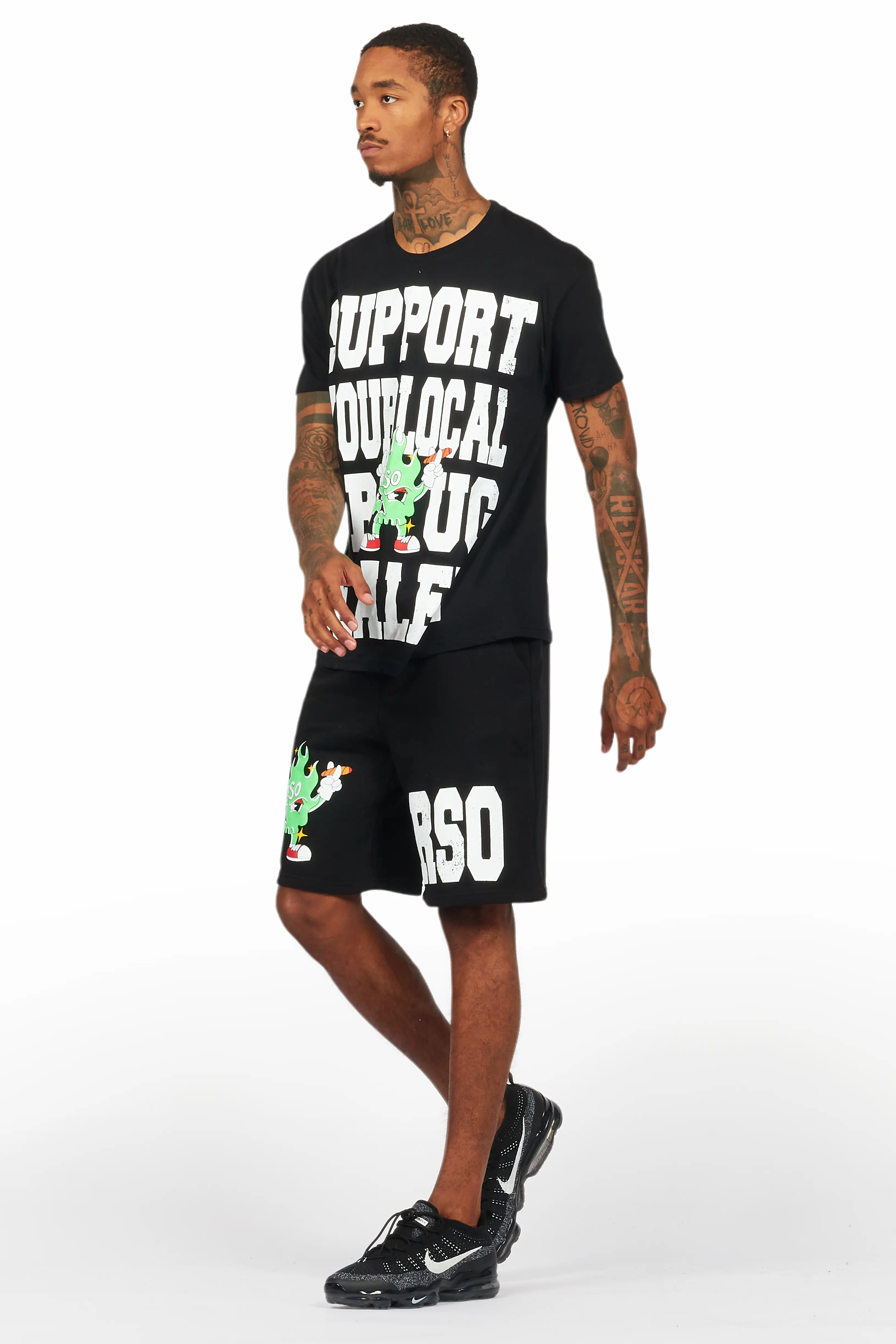 Tarl Black Graphic T-Shirt Short Set - Image 5