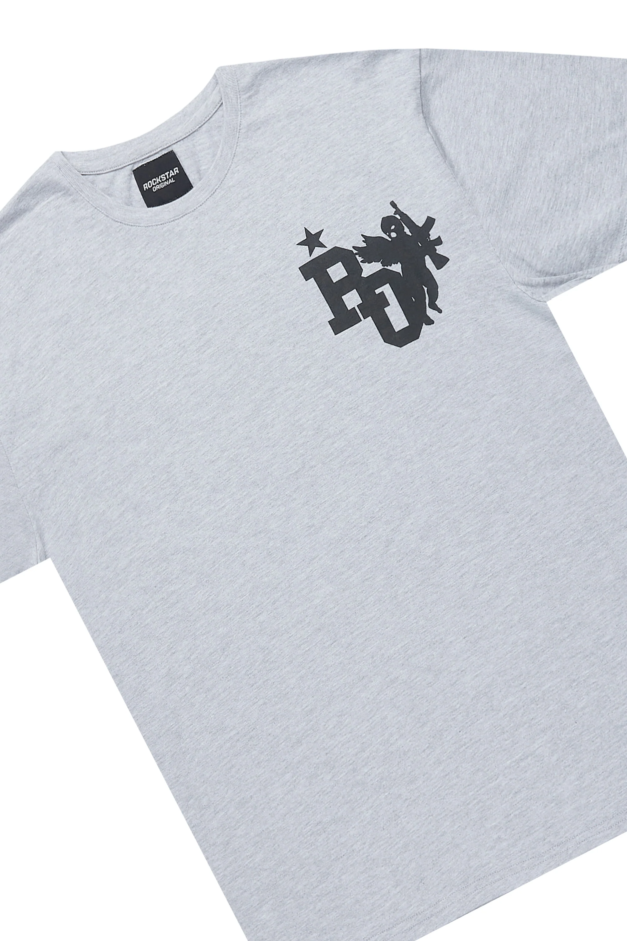 Plutix Heather Grey Graphic T-Shirt Short Set - Image 8