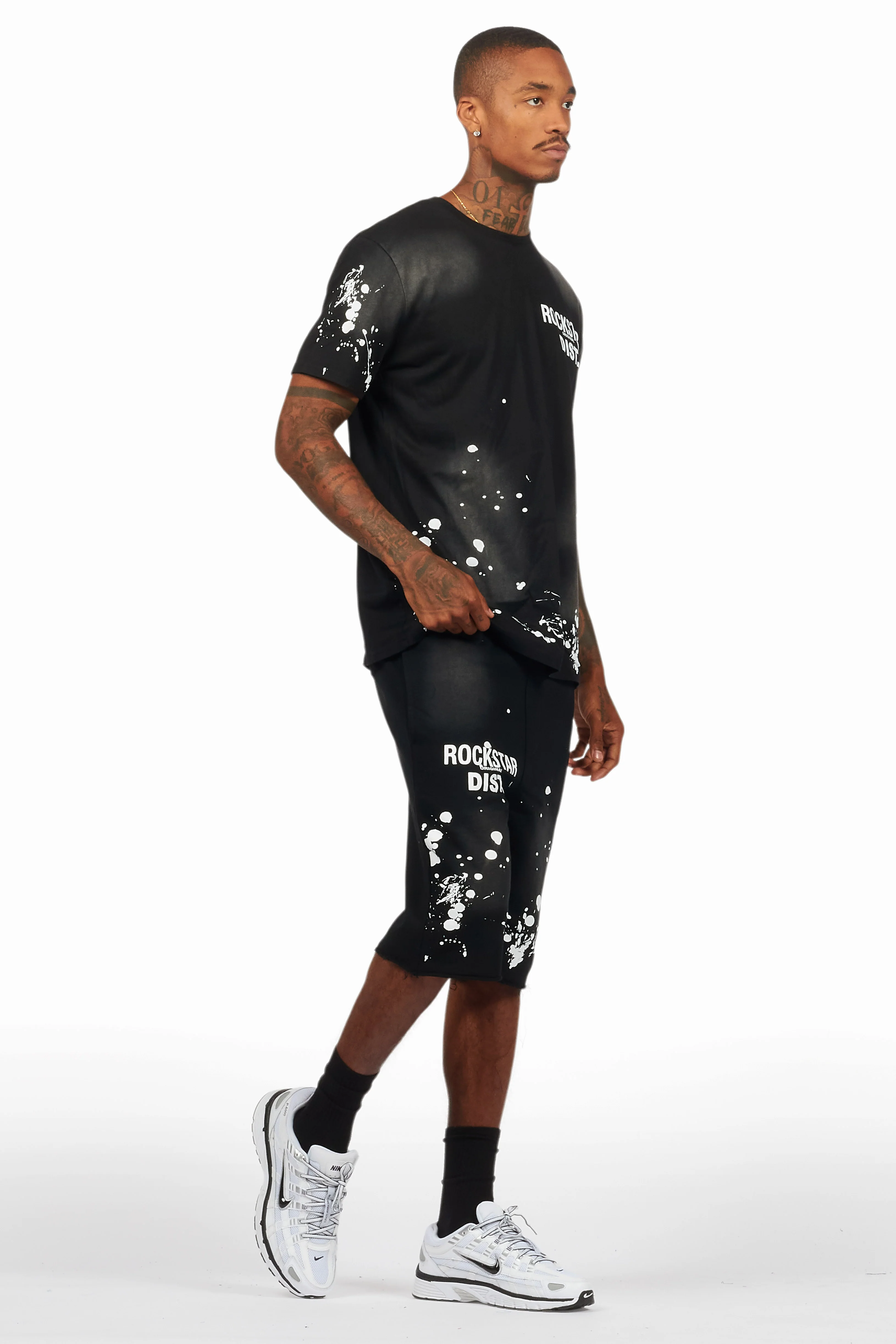 Rafix Black Graphic T-Shirt Short Set - Image 6