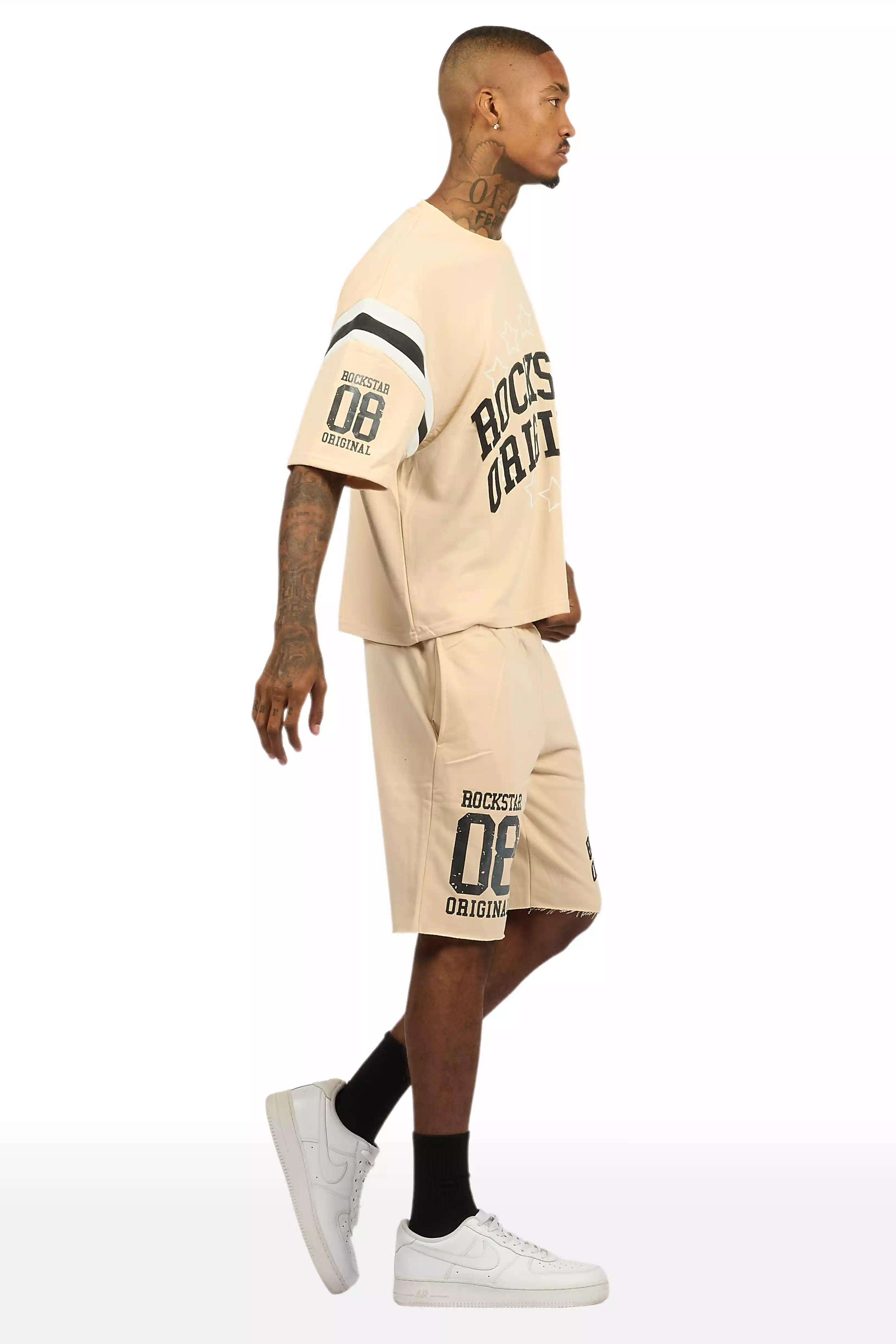 Boe Beige T-Shirt/Short Set - Image 4