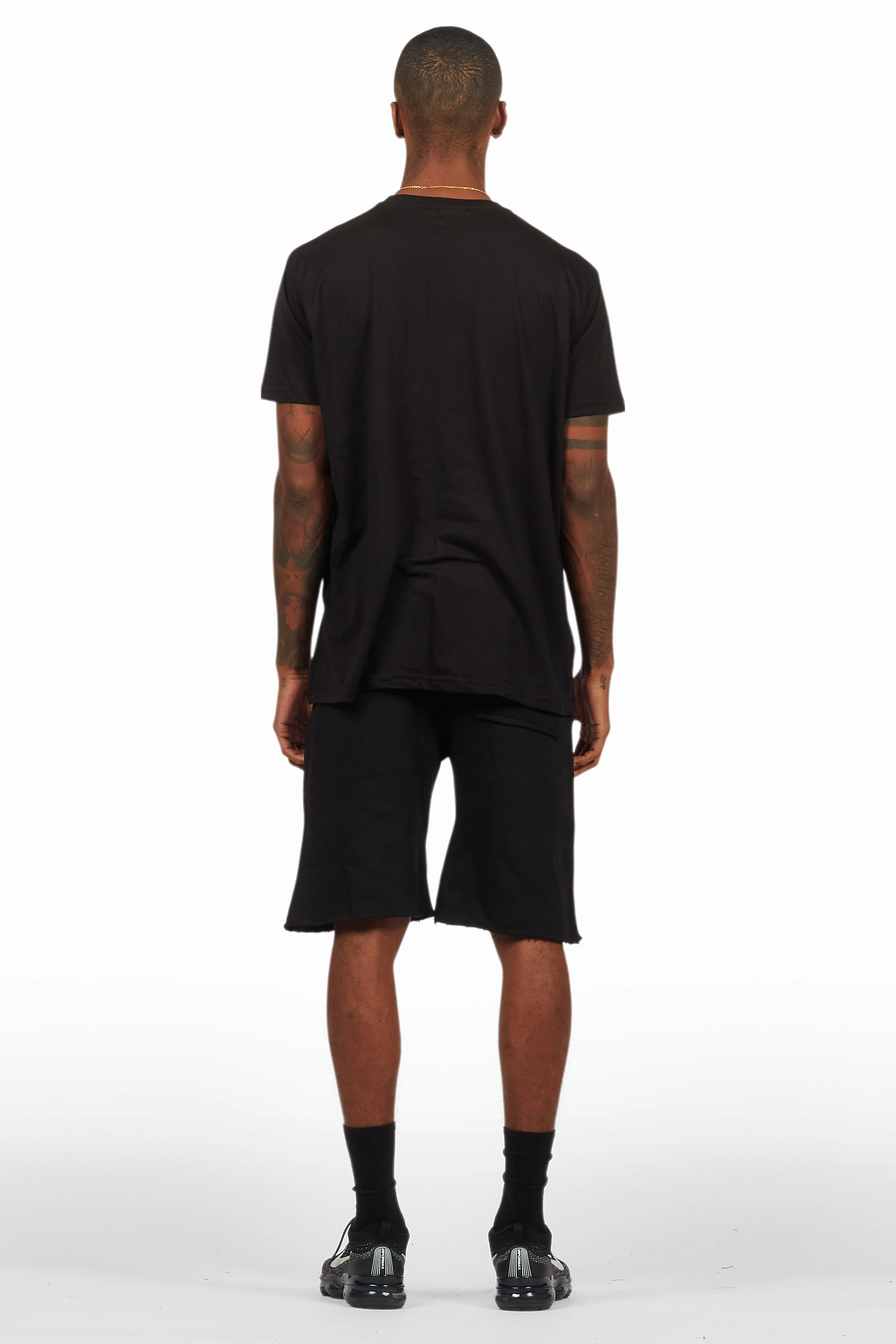 Bubble Black T-Shirt/Raw Edge Short Set - Image 4