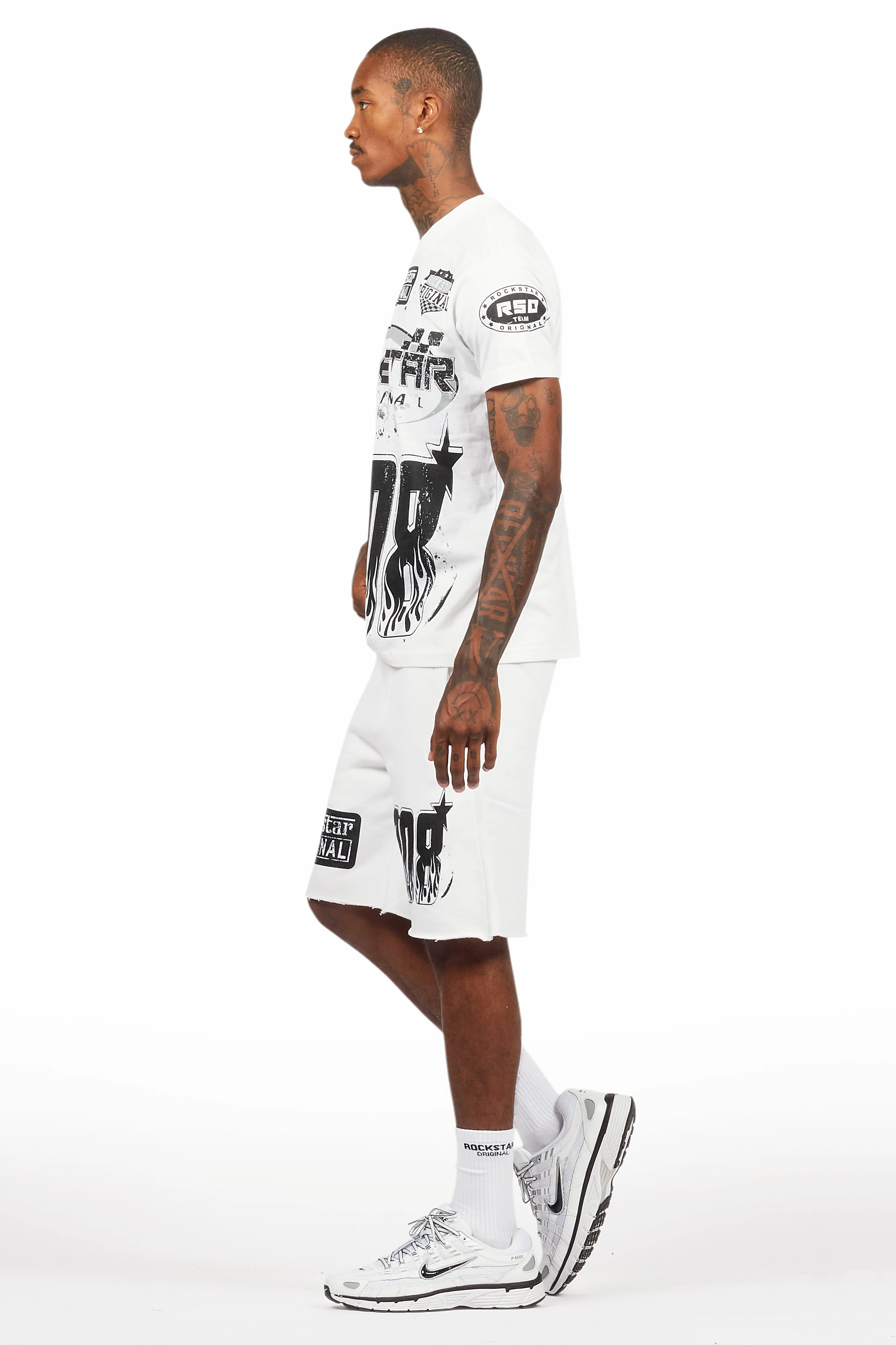 Amos White T-Shirt/Raw Edge Short Set - Image 5