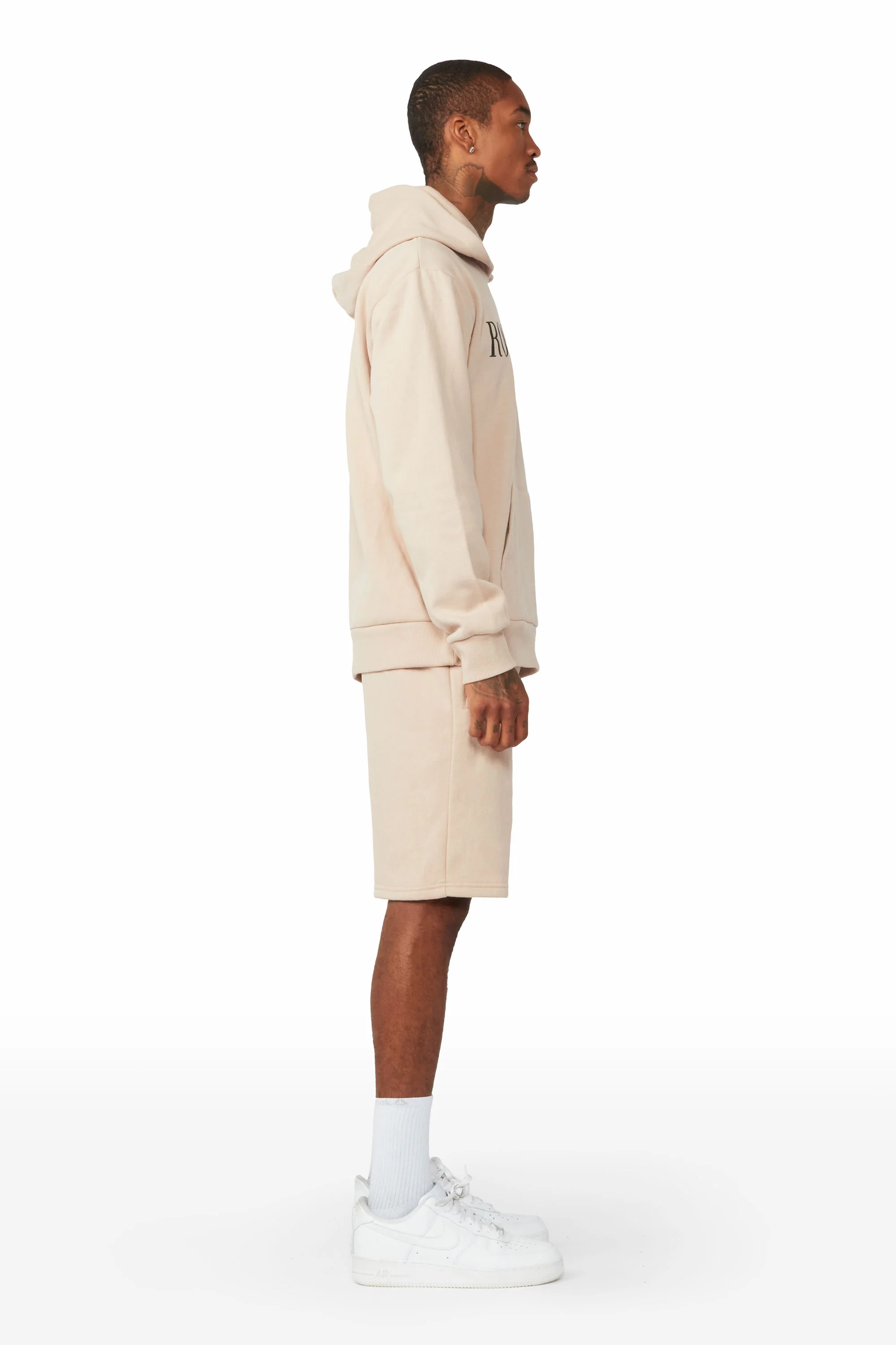 Octavio Taupe Hoodie Short Set - Image 3
