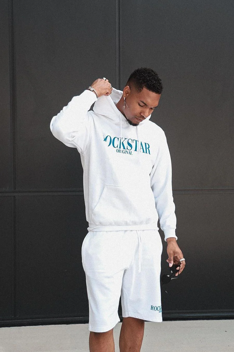 Octavio White Hoodie Short Set - Image 2