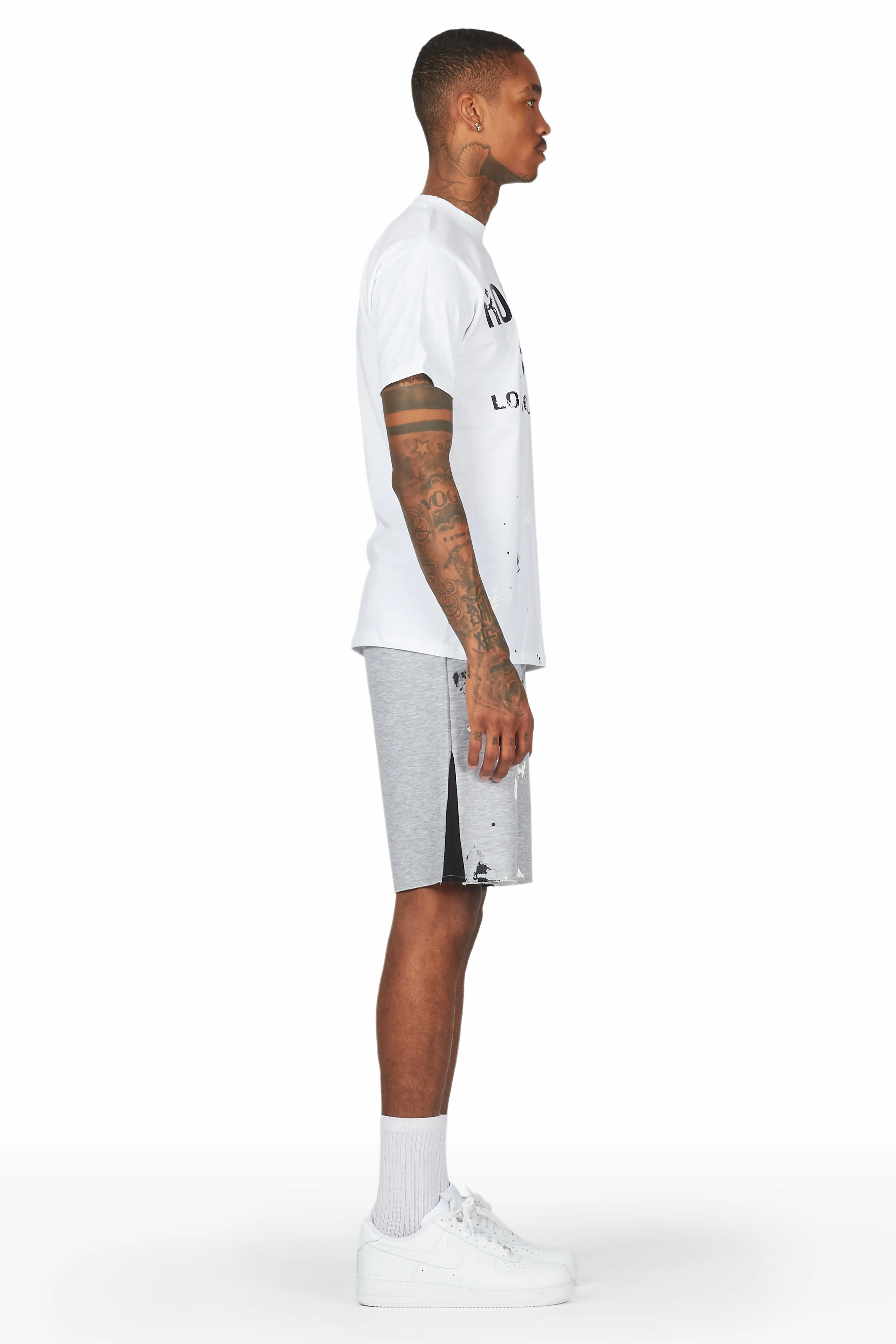 Scottie White/Grey Painter T-Shirt/Short Set - Image 3