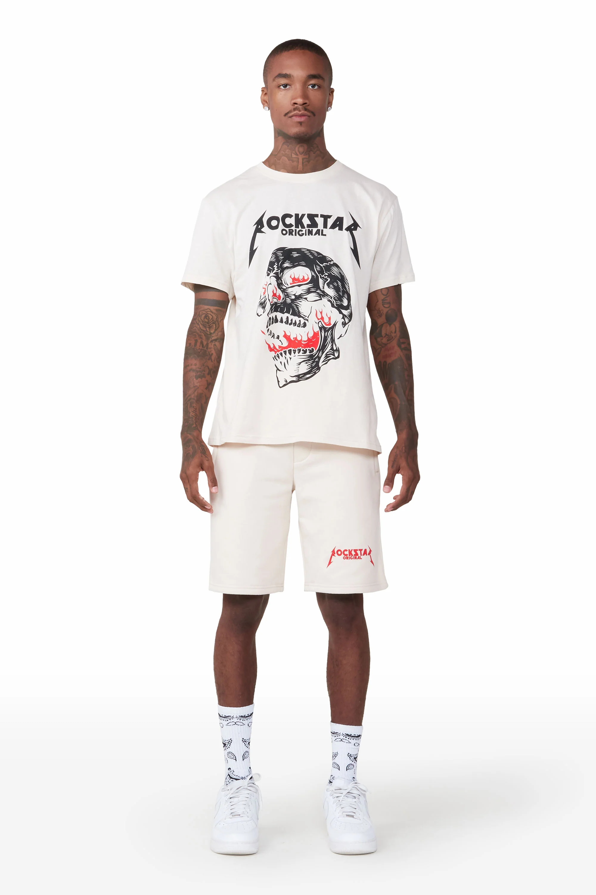Wayan Beige T-Shirt Short Set - Image 2