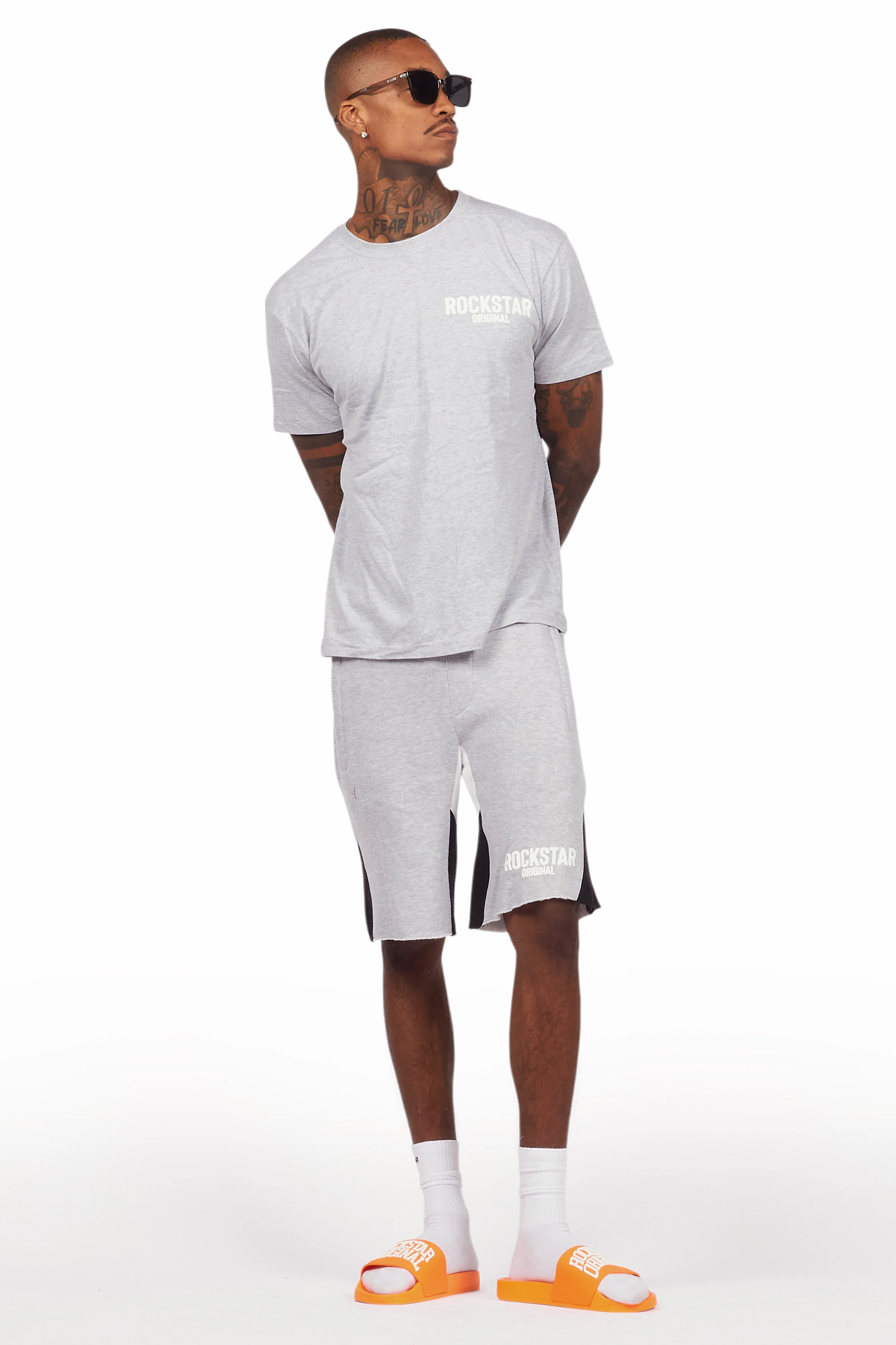 Sana Heather Grey Relaxed T-Shirt/Short Set - Image 2