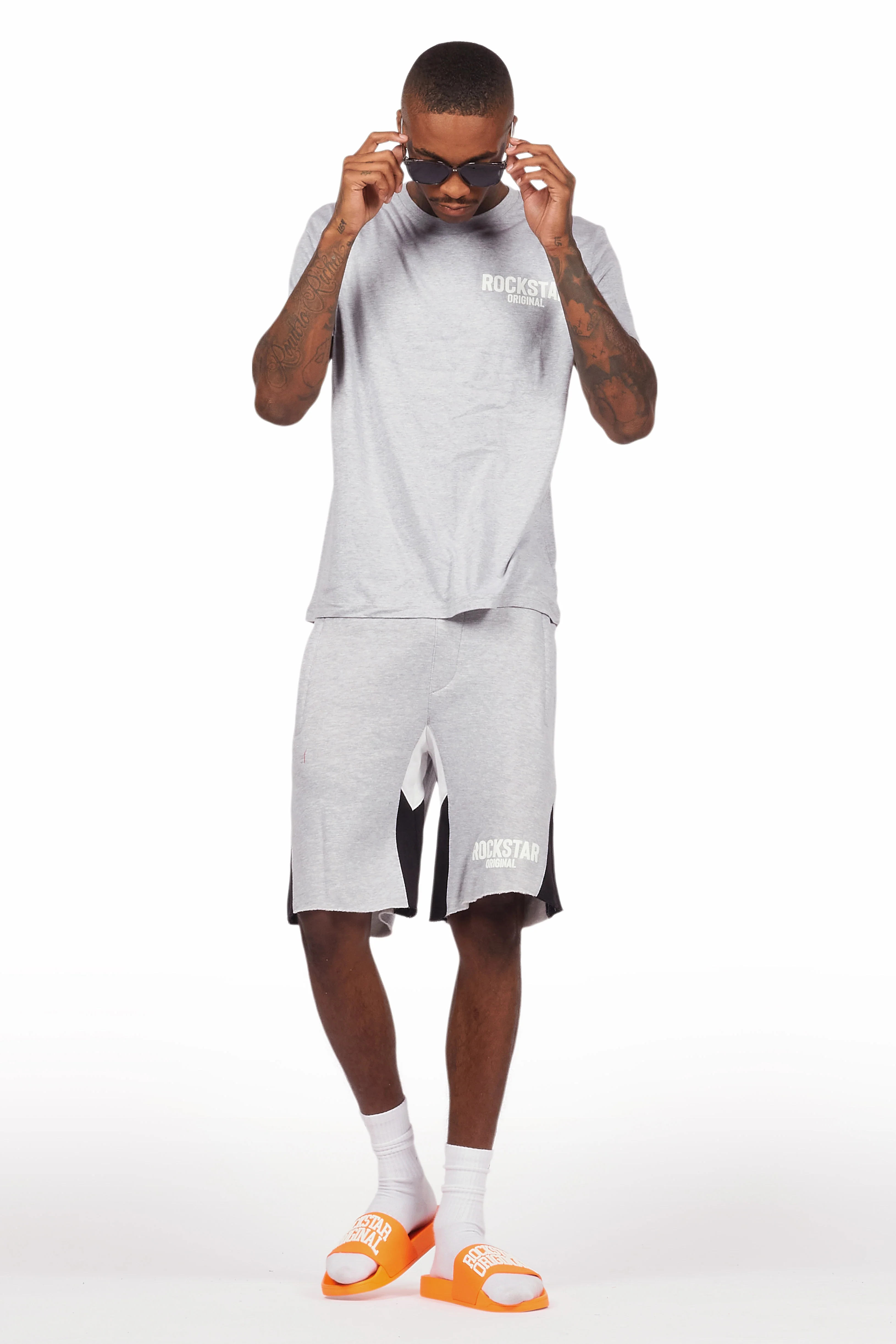 Sana Heather Grey Relaxed T-Shirt/Short Set - Image 3
