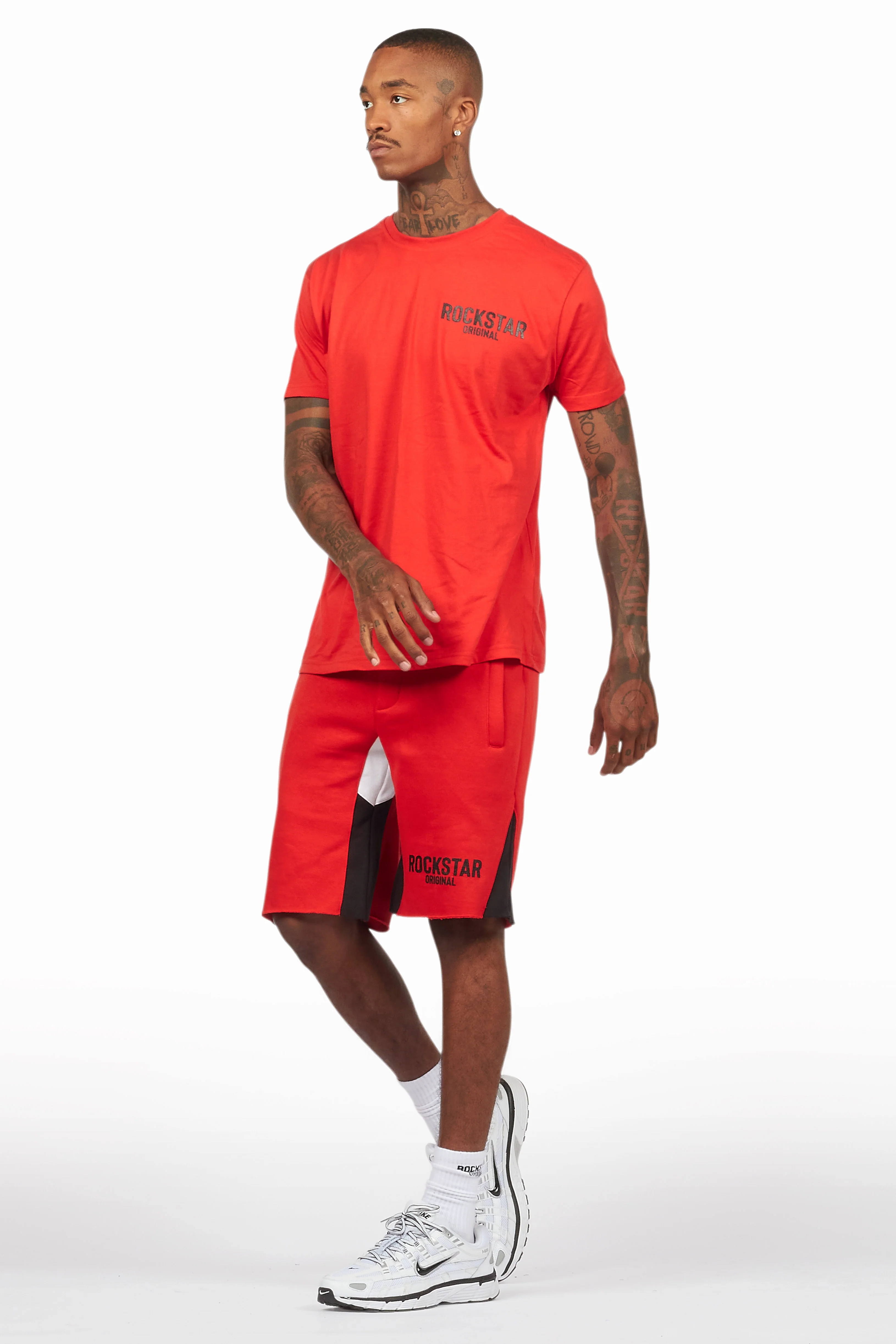 Sana Red Relaxed T-Shirt/Short Set - Image 13