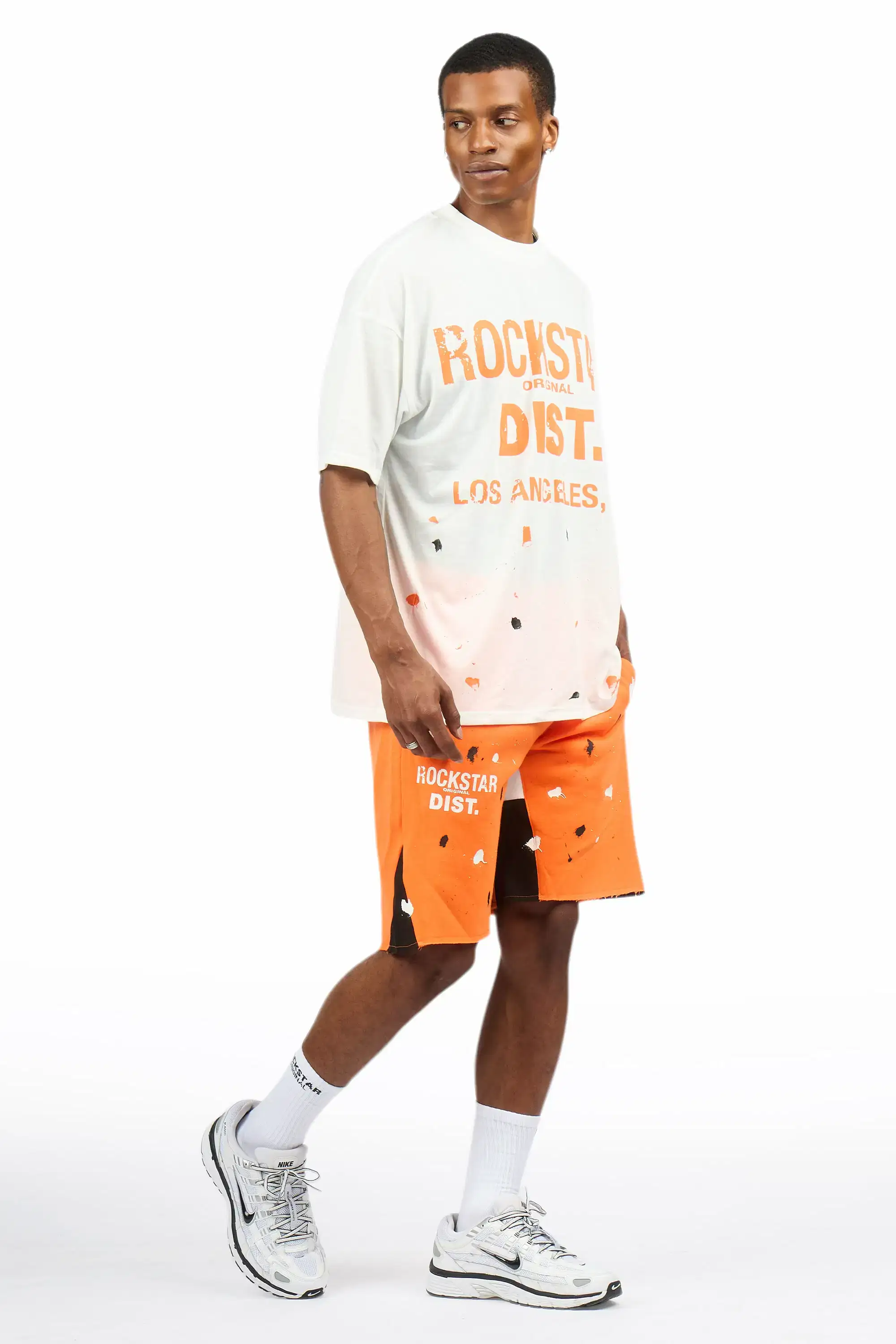 Scottie White/Orange Painter T-Shirt/Short Set - Image 3