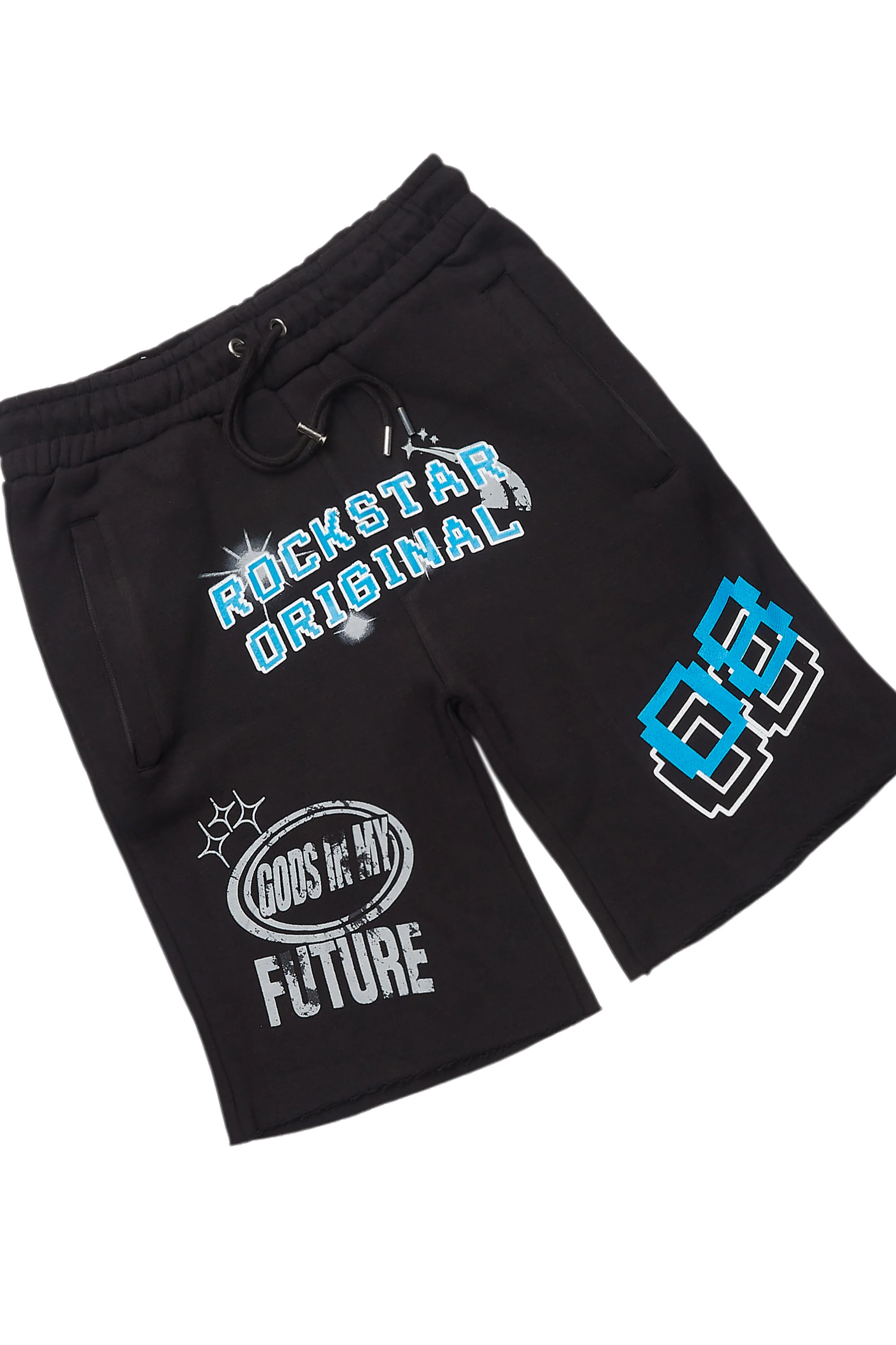 Macsen Black/Aqua T-Shirt/Short Set - Image 9