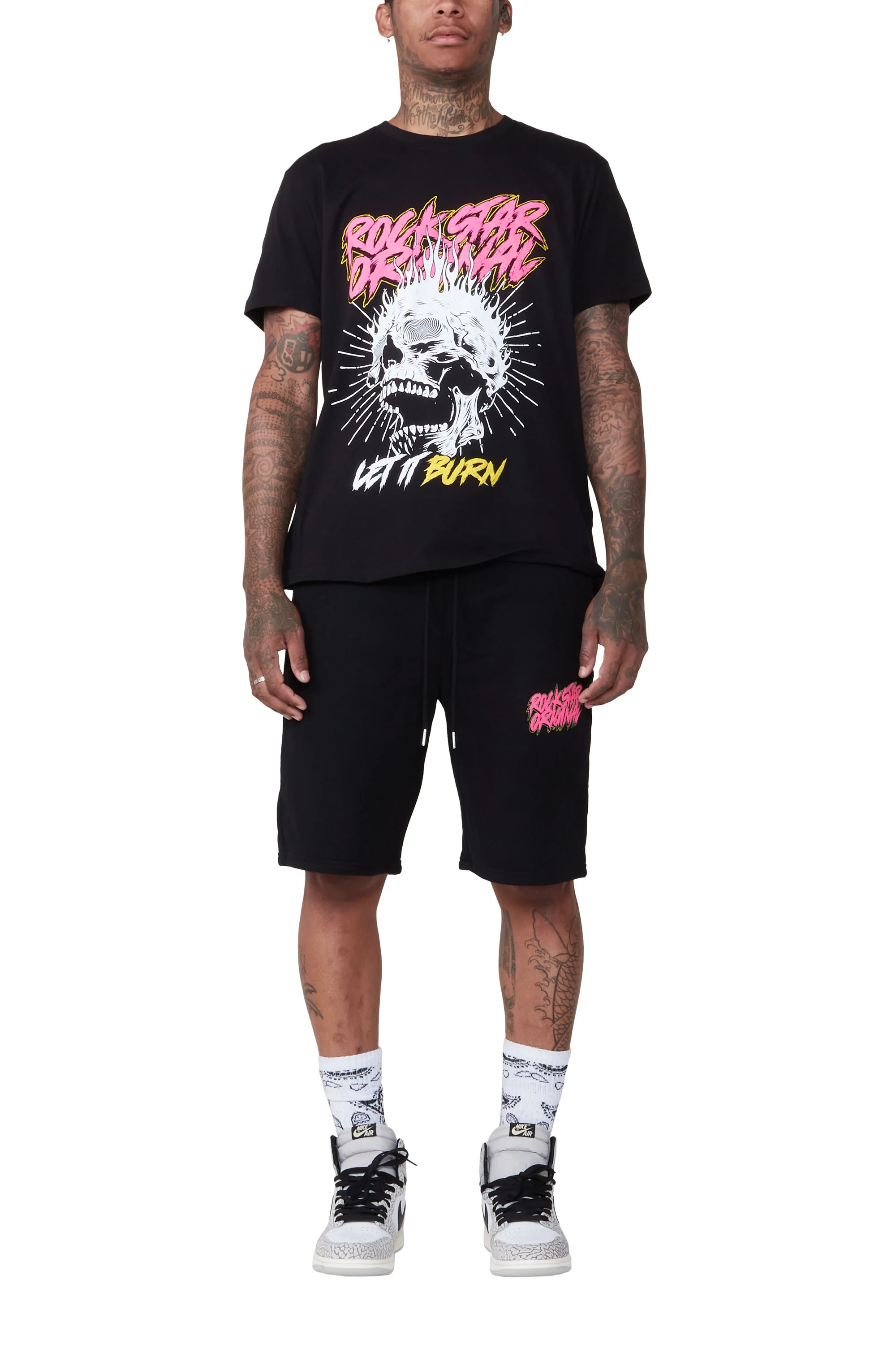 Zev Black Graphic T-Shirt Short Set - Image 5