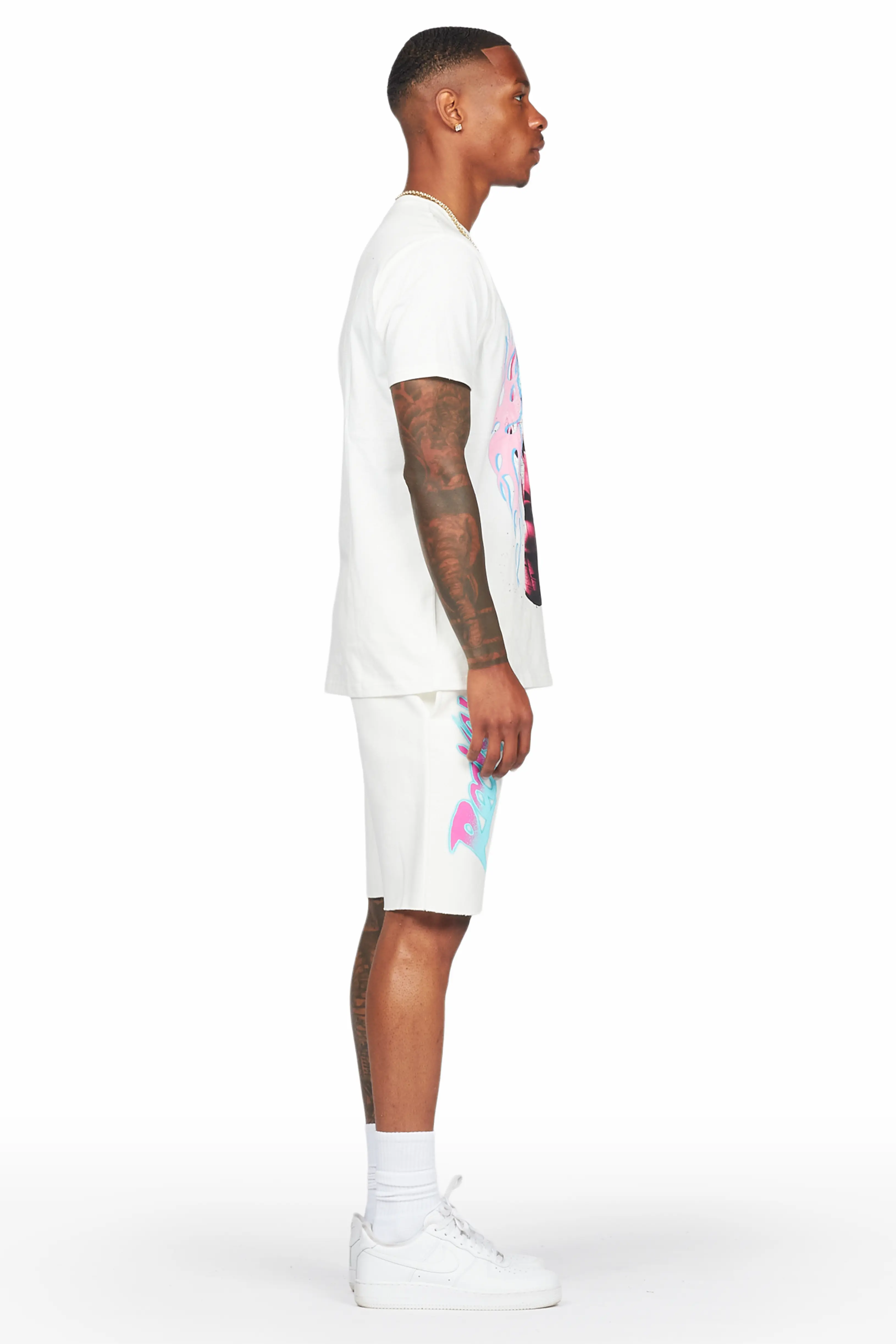 Oberon White T-Shirt/Short Set - Image 4