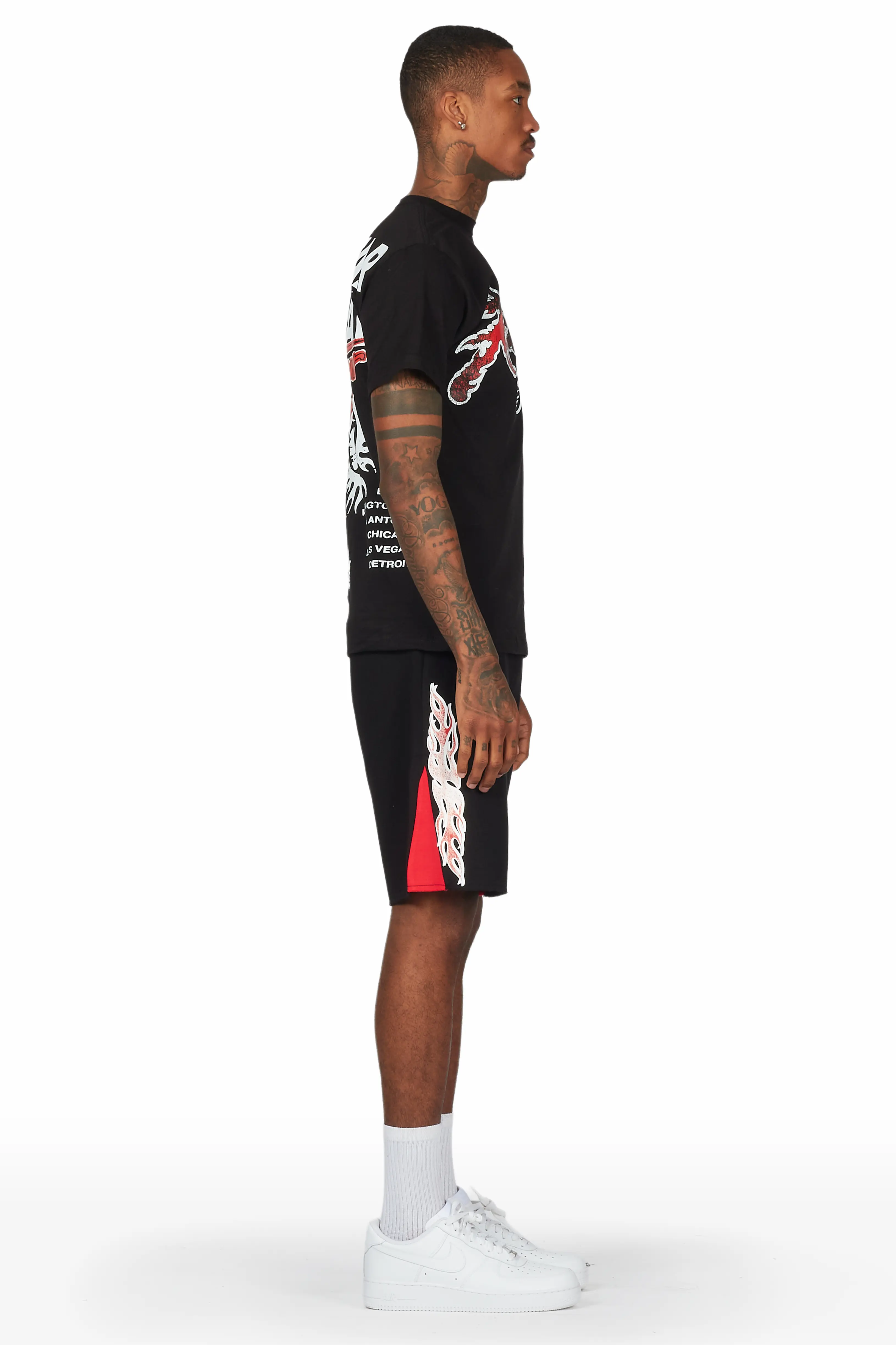 Yash Black T-Shirt Short Set - Image 4