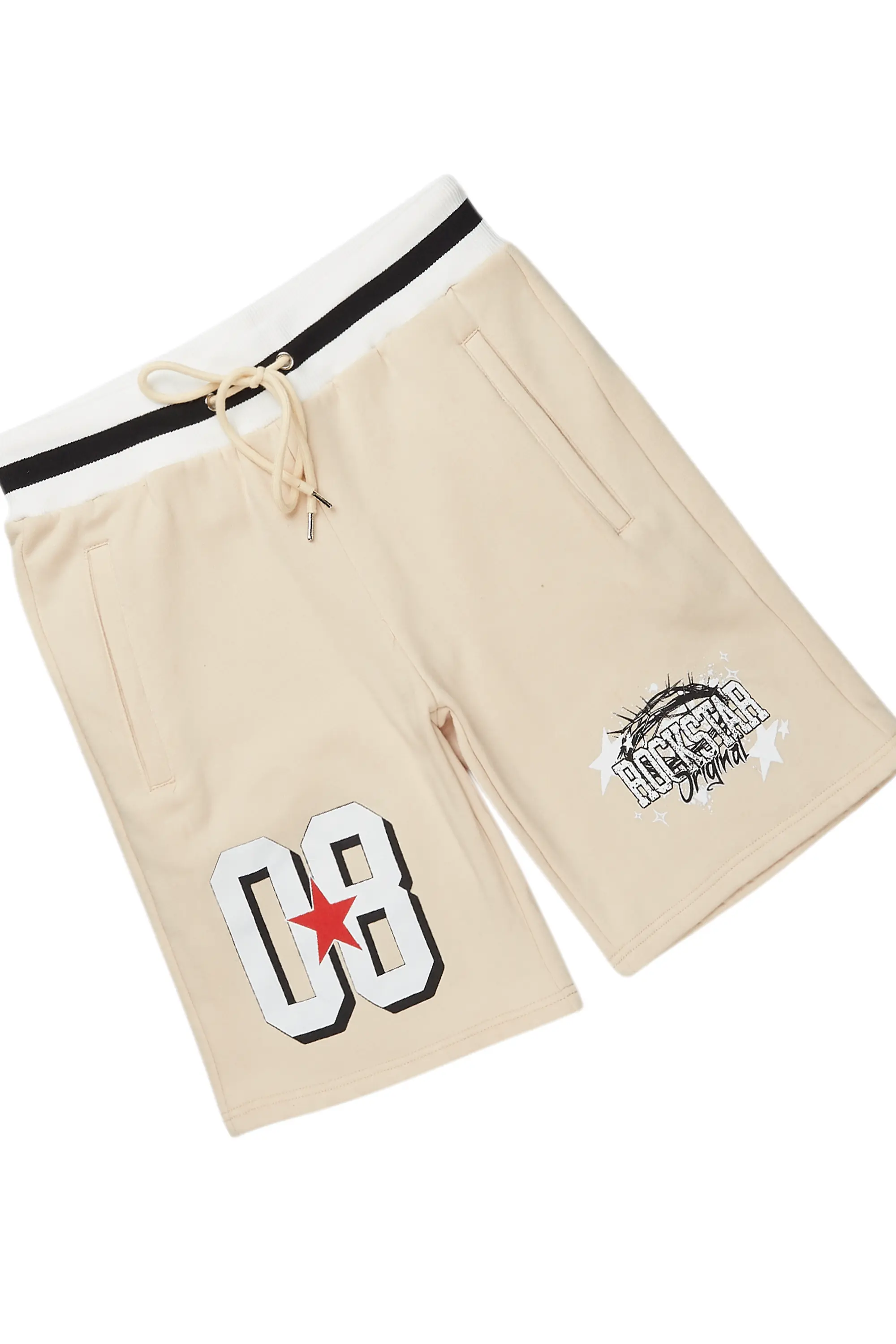Allstar Beige/White T-Shirt Short Set - Image 8