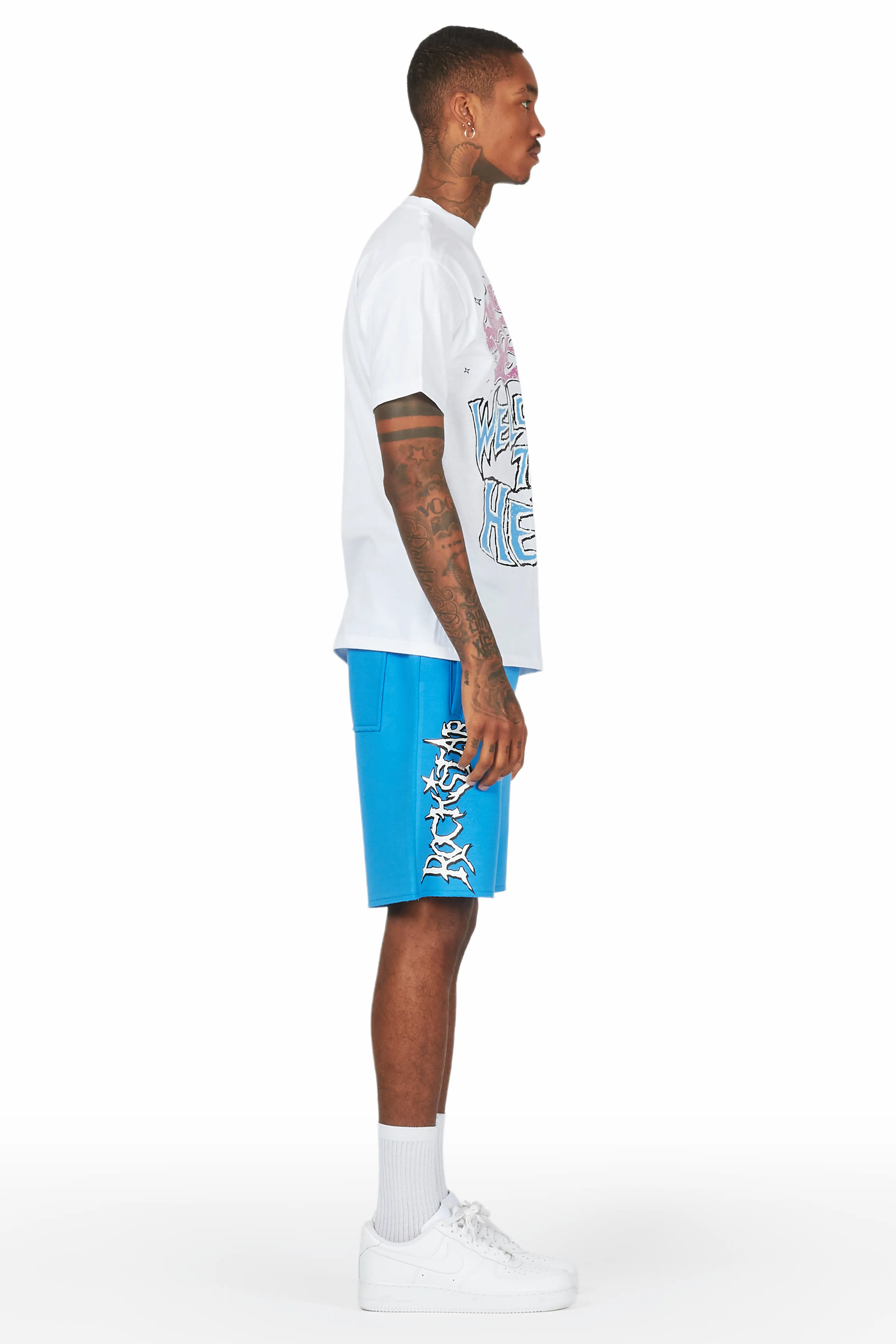Evan White/Blue T-Shirt Short Set - Image 2
