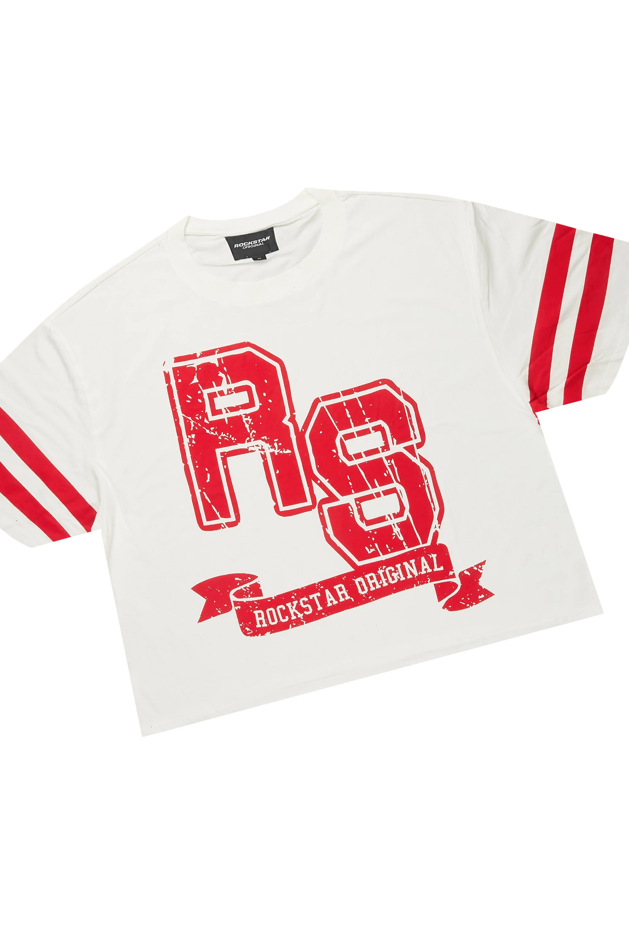 Alik White/Red Crop Boxy Tee Short Set - Image 5