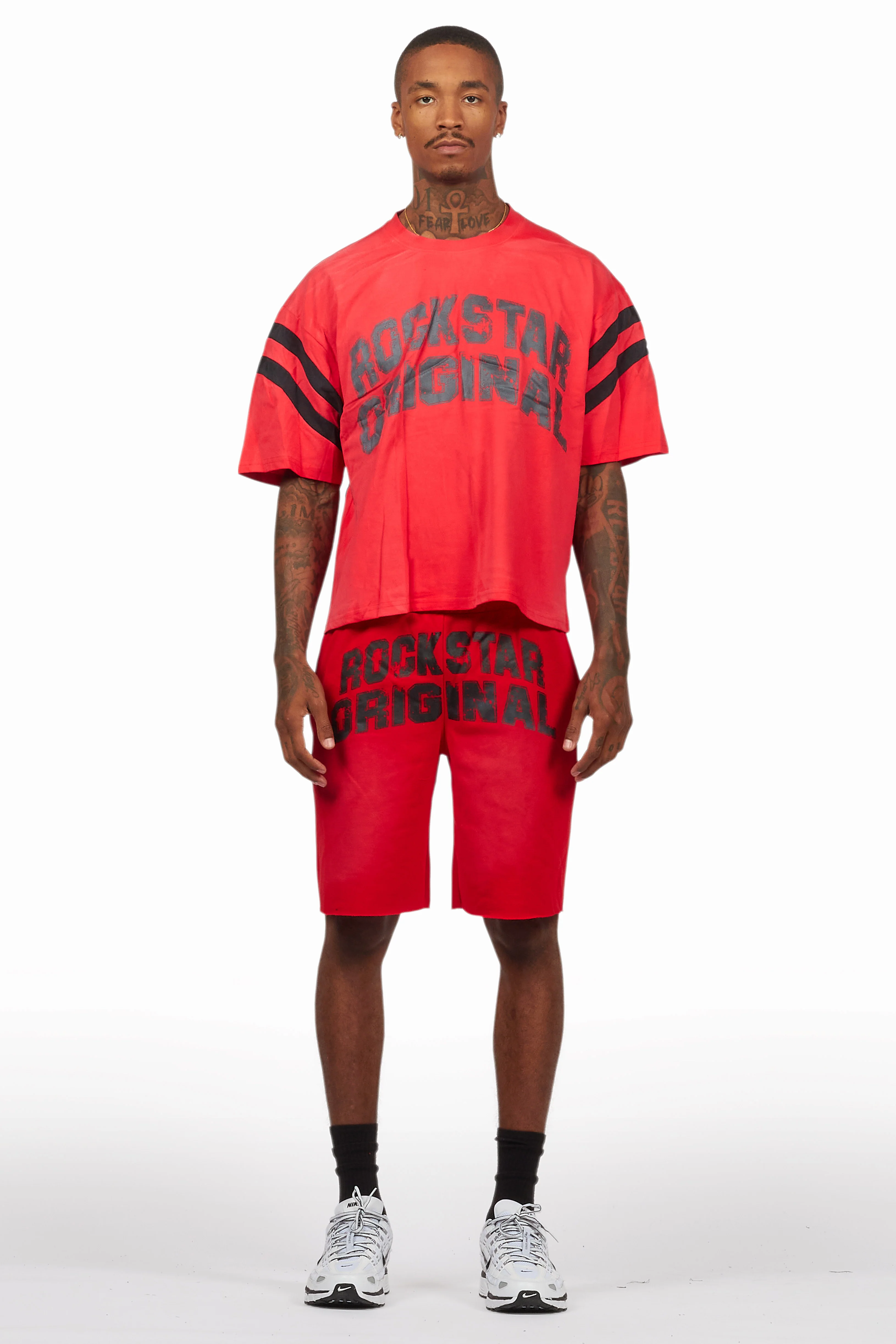 Tumo Red Crop Boxy Tee Short Set - Image 2