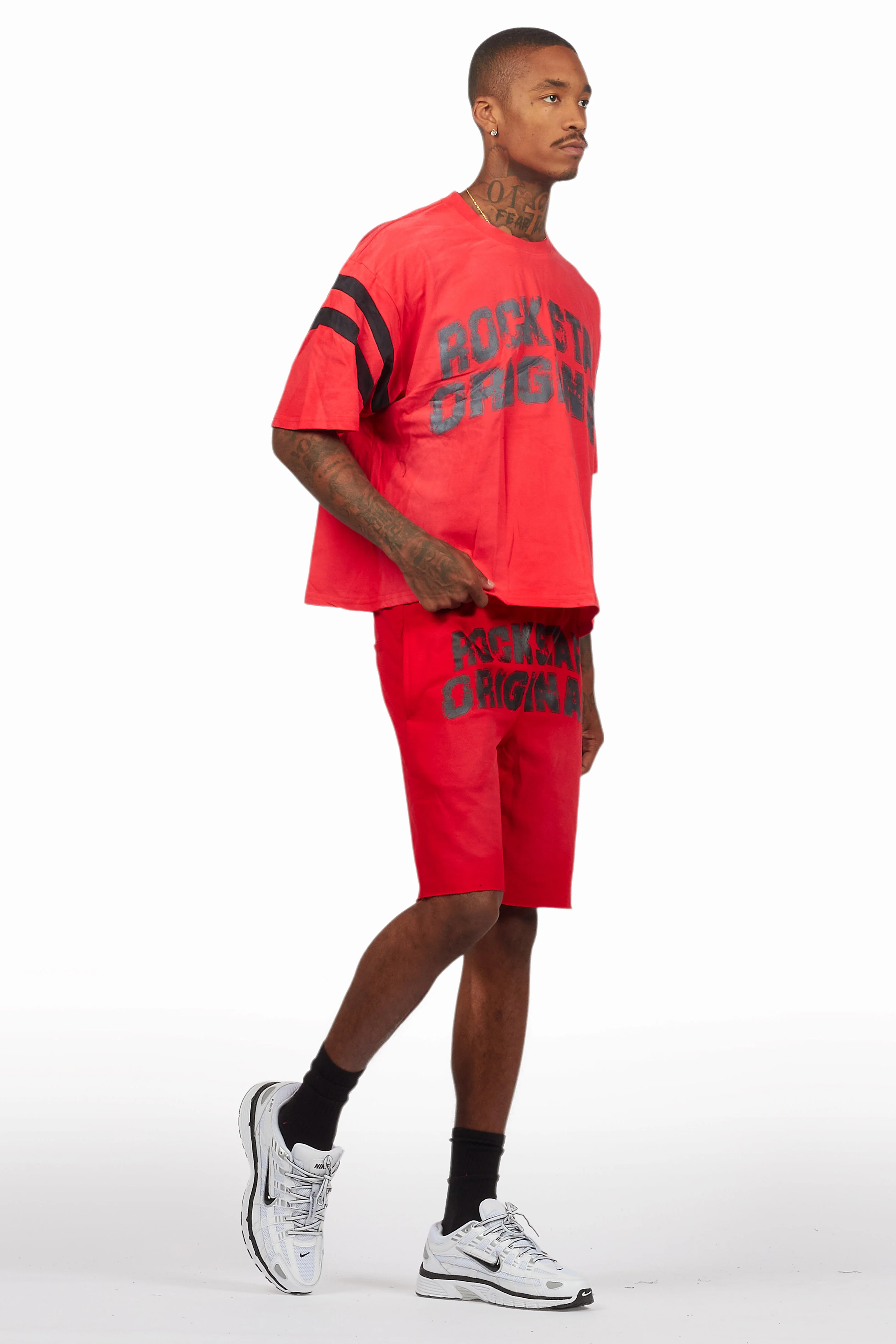 Tumo Red Crop Boxy Tee Short Set - Image 6