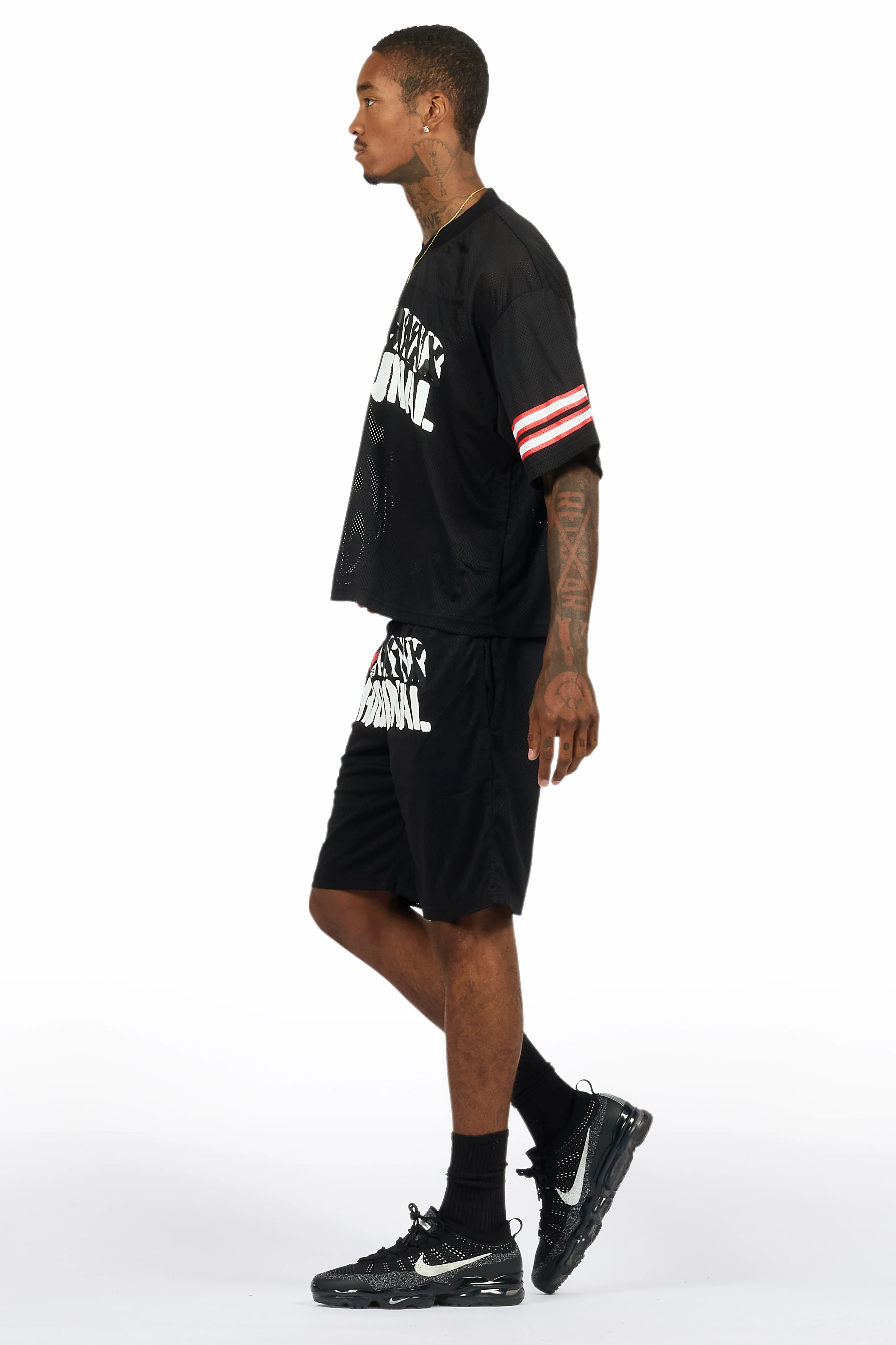 Crown Black Mesh Jersey Short Set - Image 11