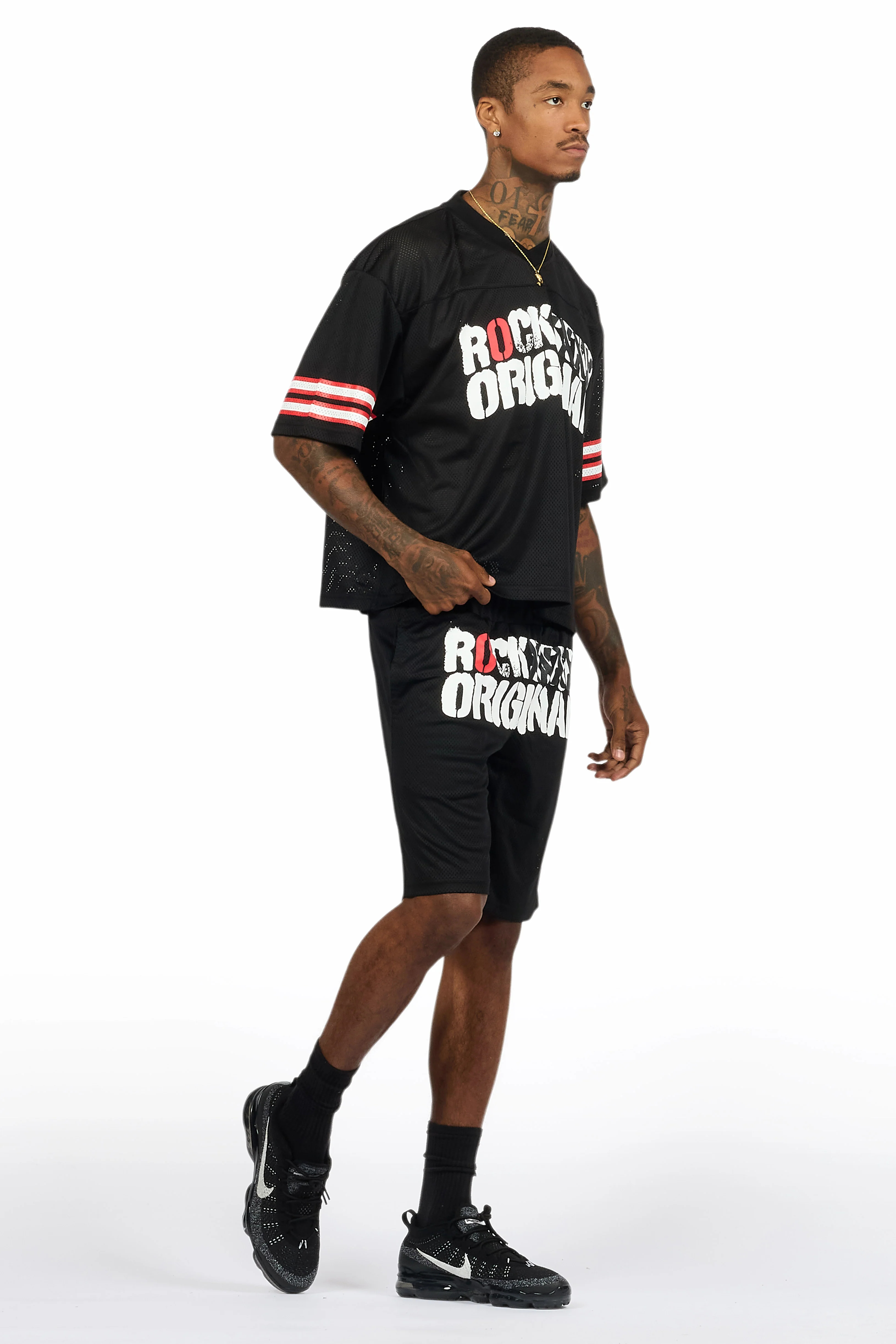 Crown Black Mesh Jersey Short Set - Image 12