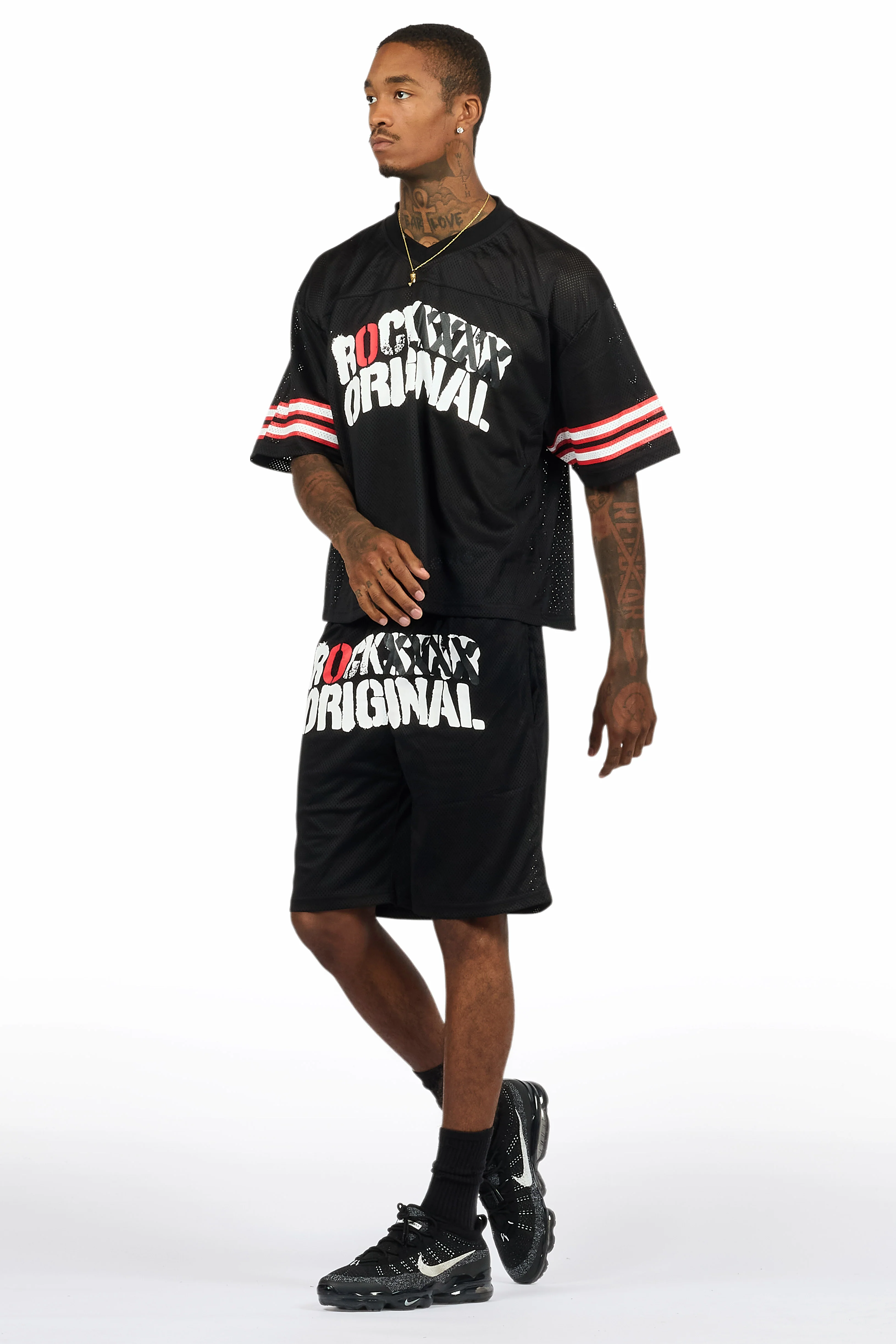 Crown Black Mesh Jersey Short Set - Image 13
