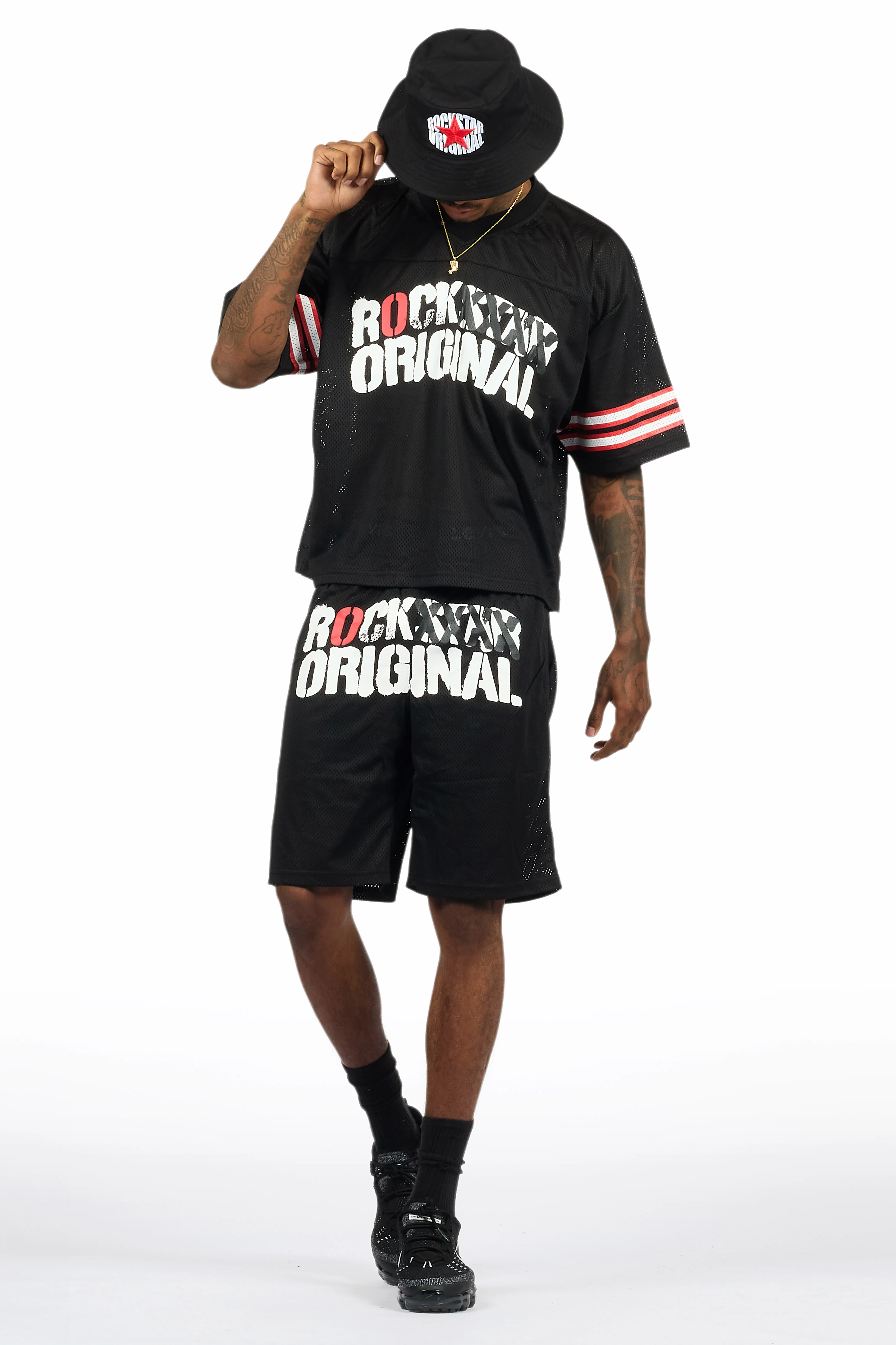 Crown Black Mesh Jersey Short Set - Image 2
