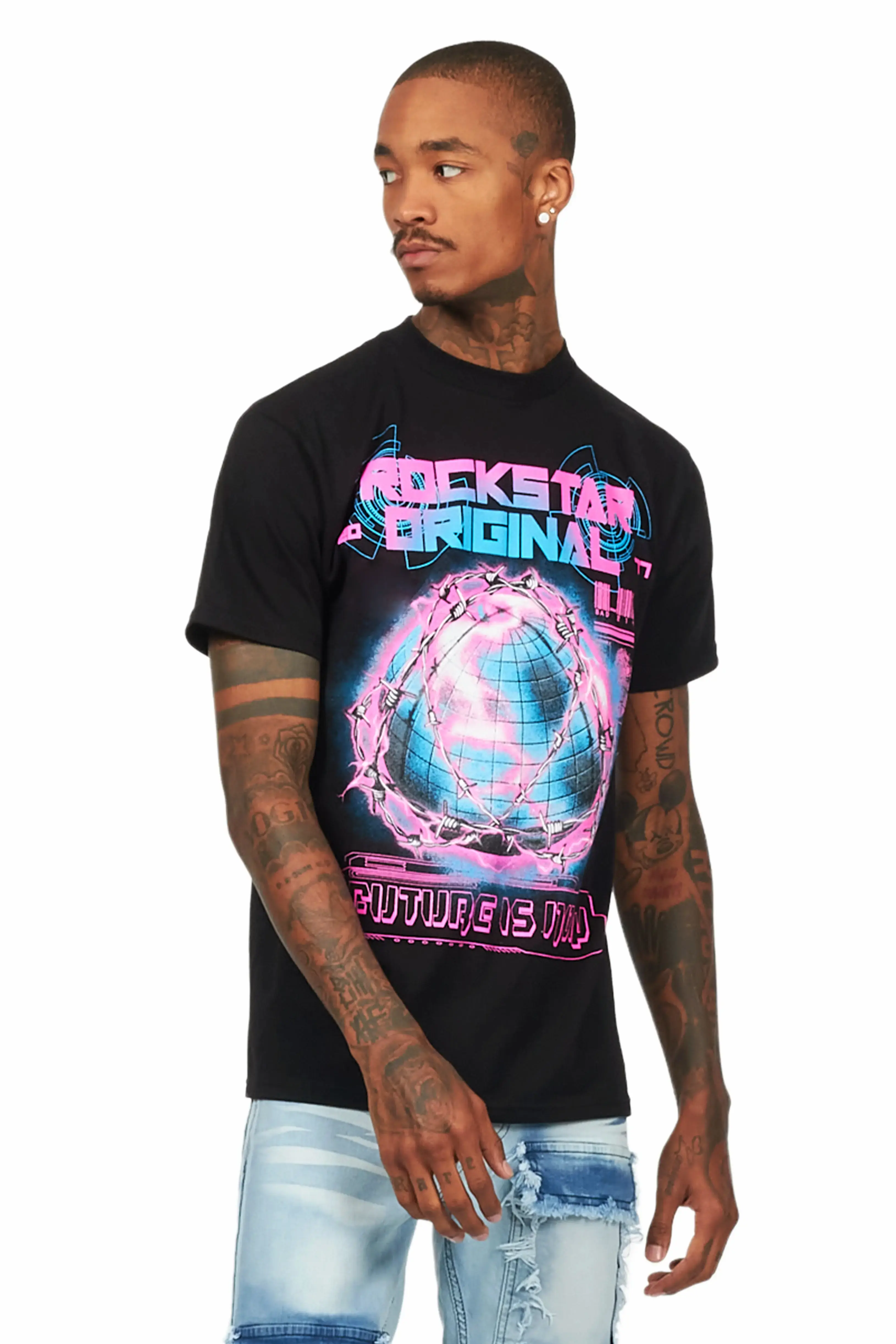 Digital Black Graphic T-Shirt - Image 4