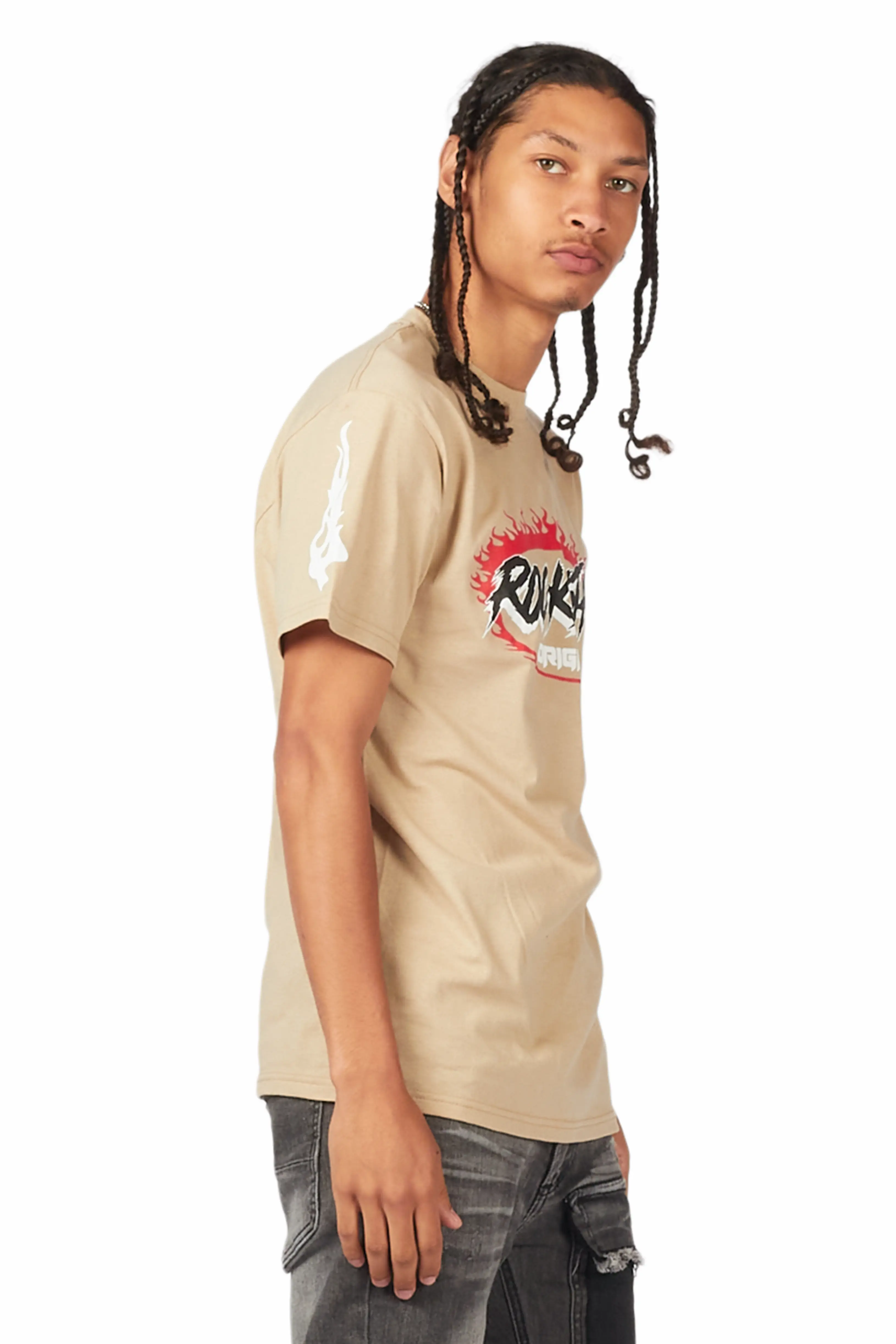 Draven Beige Graphic T-Shirt - Image 5
