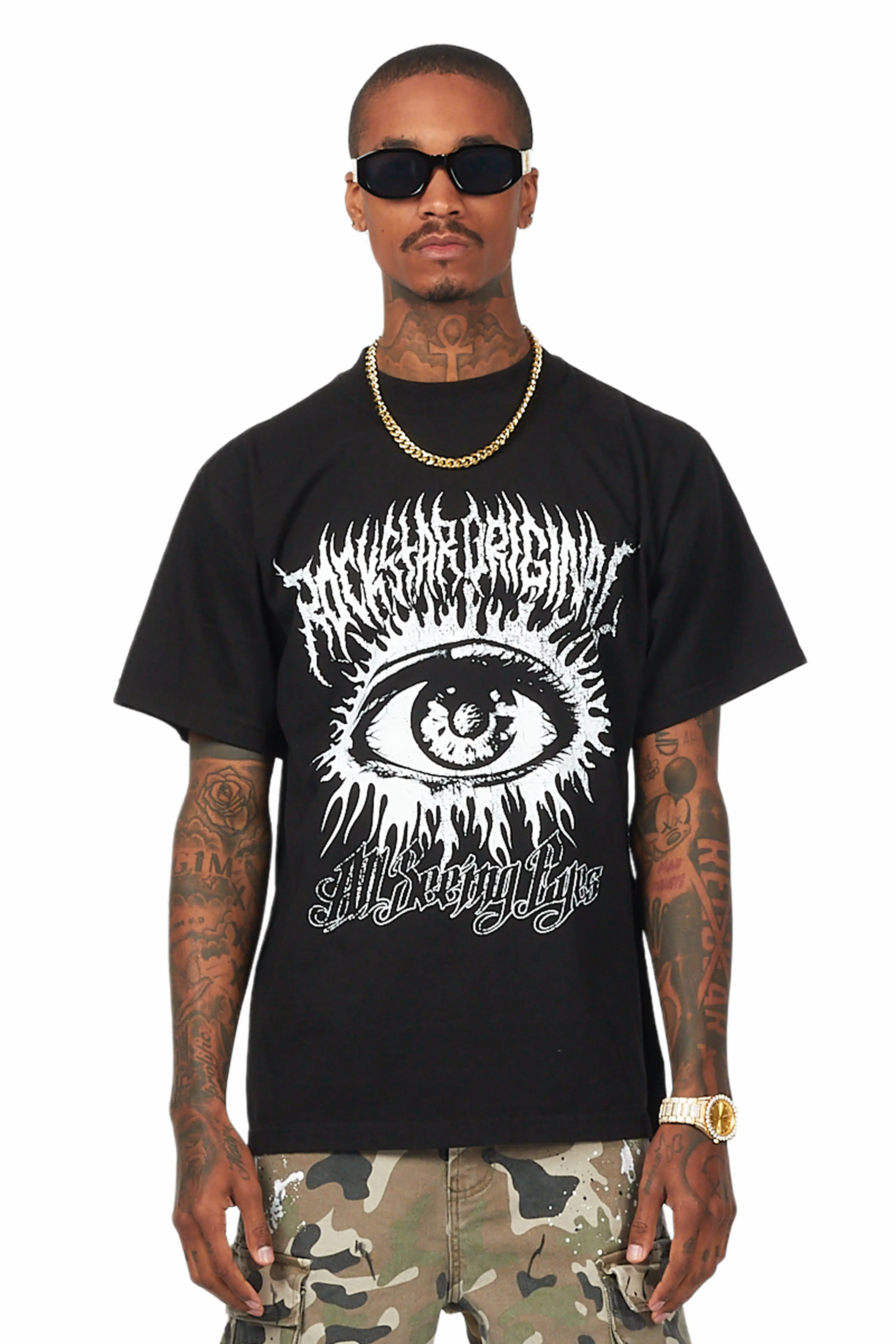 All Seeing Eyes Black Oversized T-Shirt - Image 2