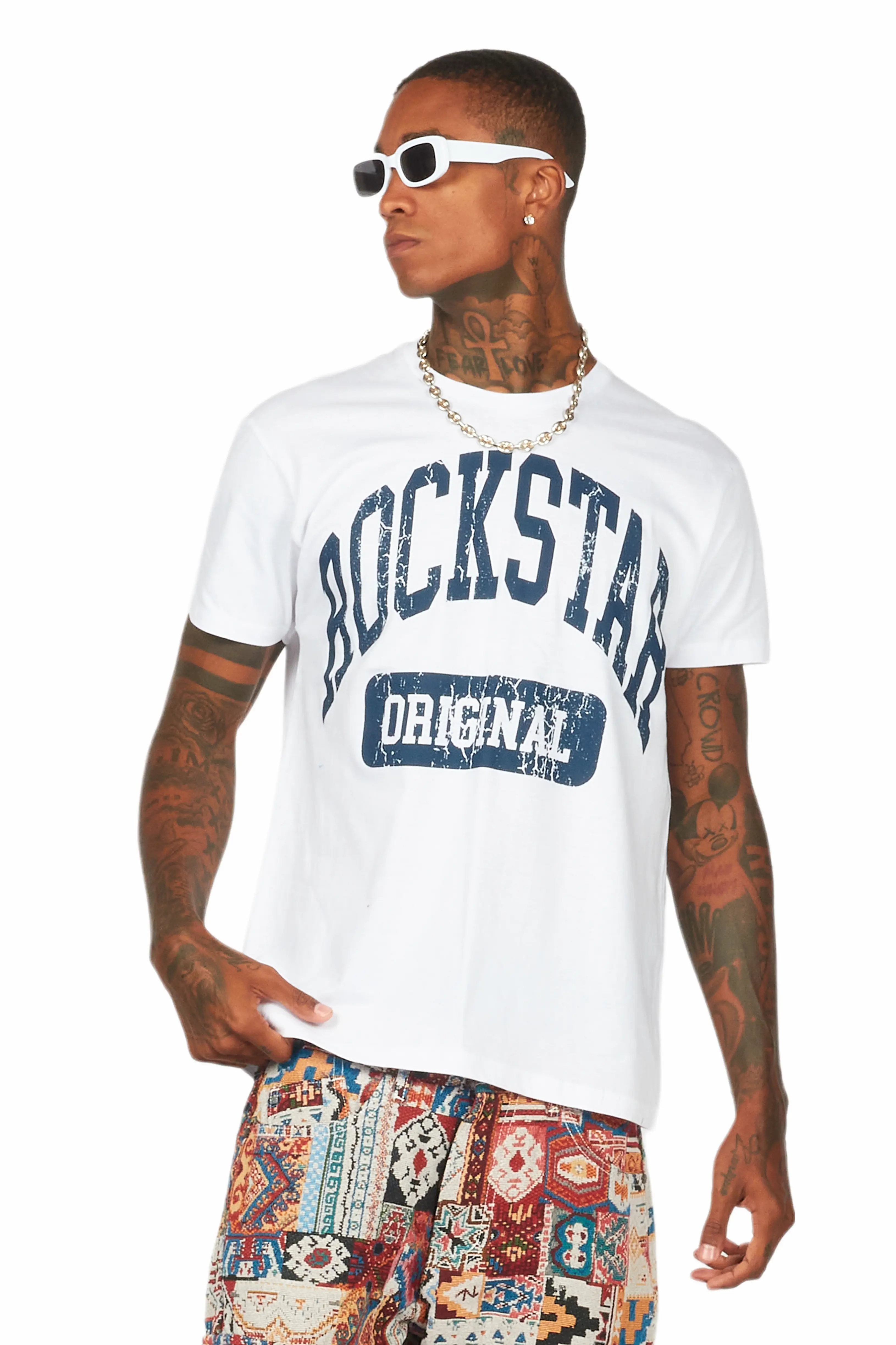 Members White/Navy Graphic T-Shirt - Image 2