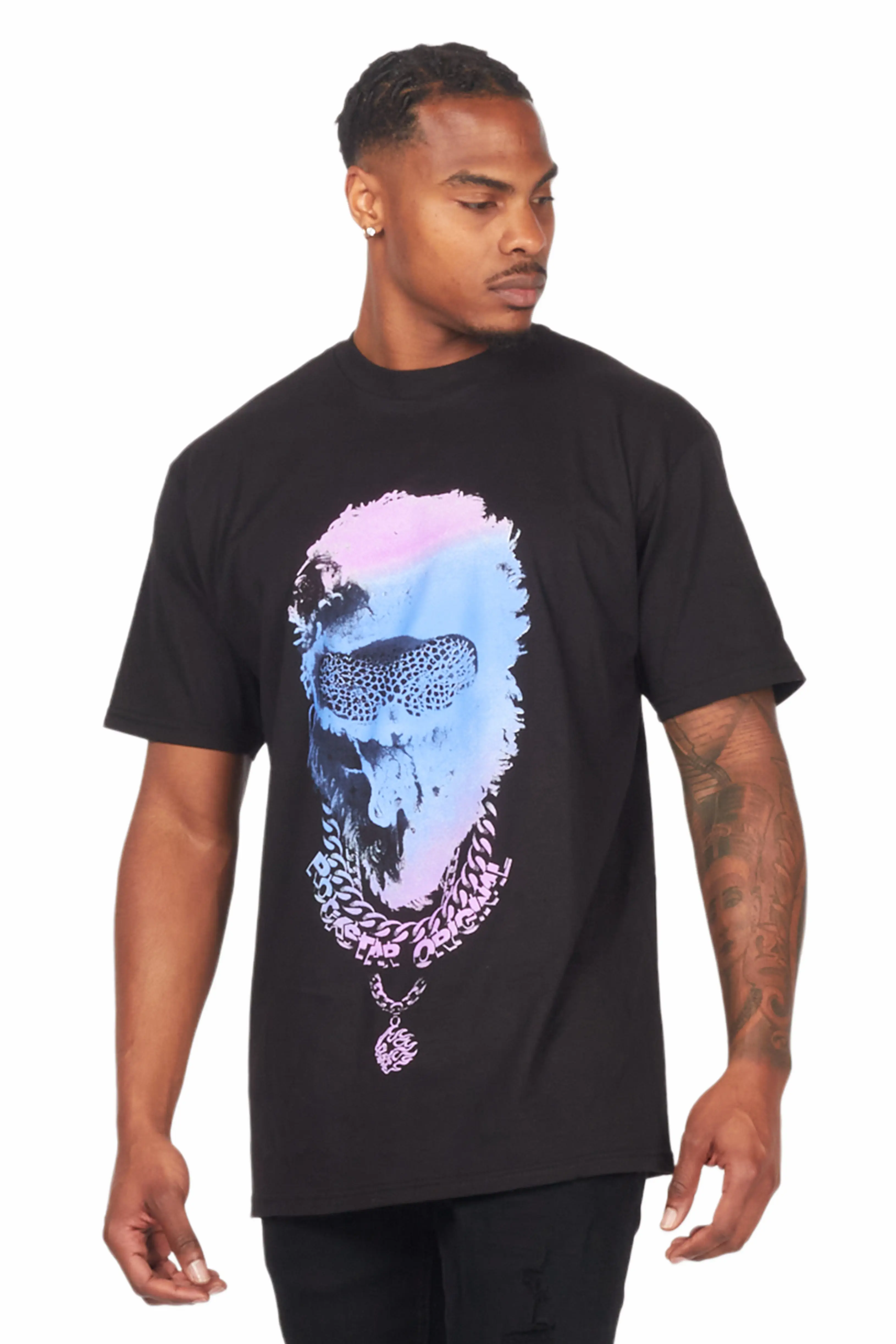 Ponce Black/Purple Graphic T-Shirt - Image 4