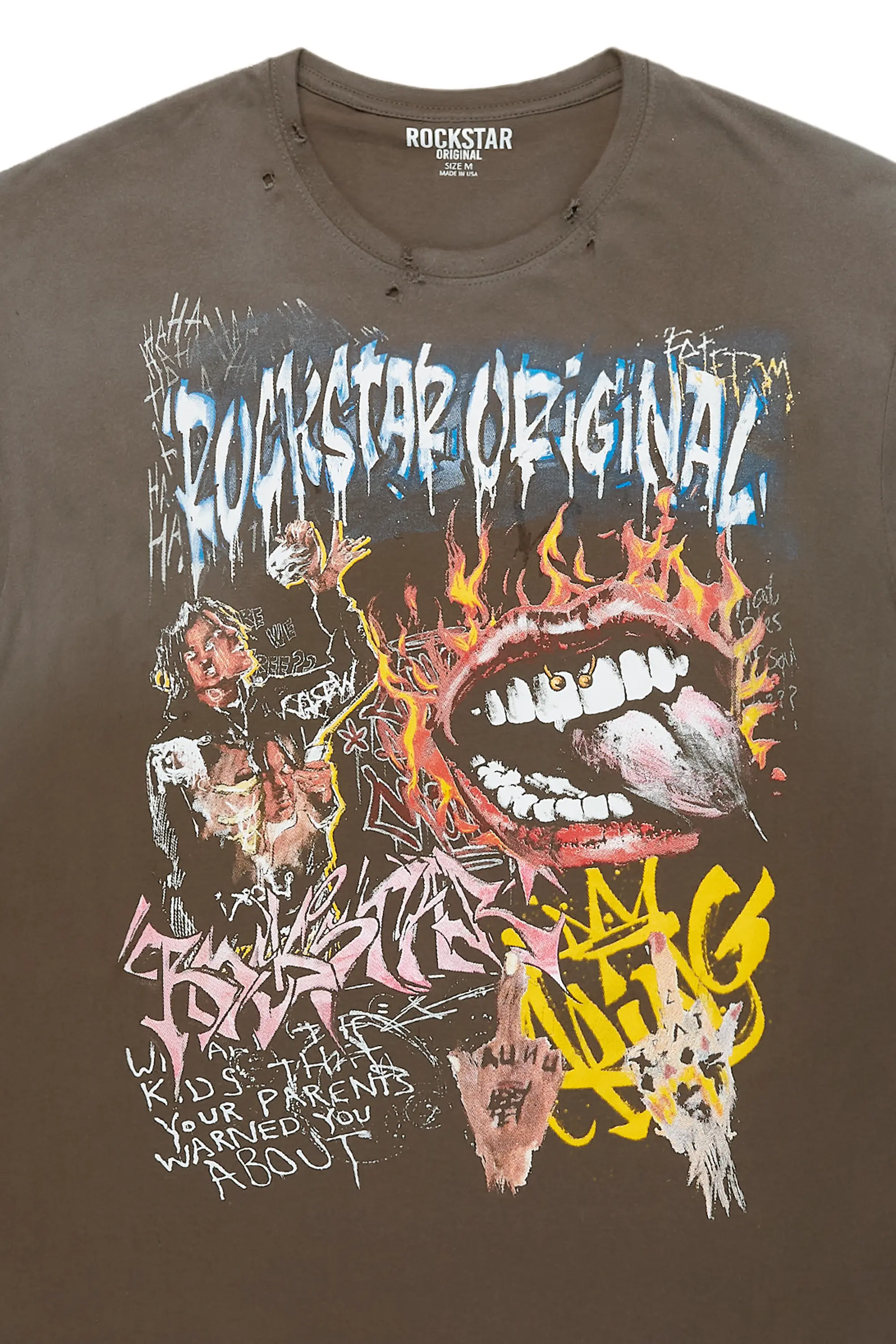 Yooz Charcoal Graphic Oversized T-Shirt - Image 8