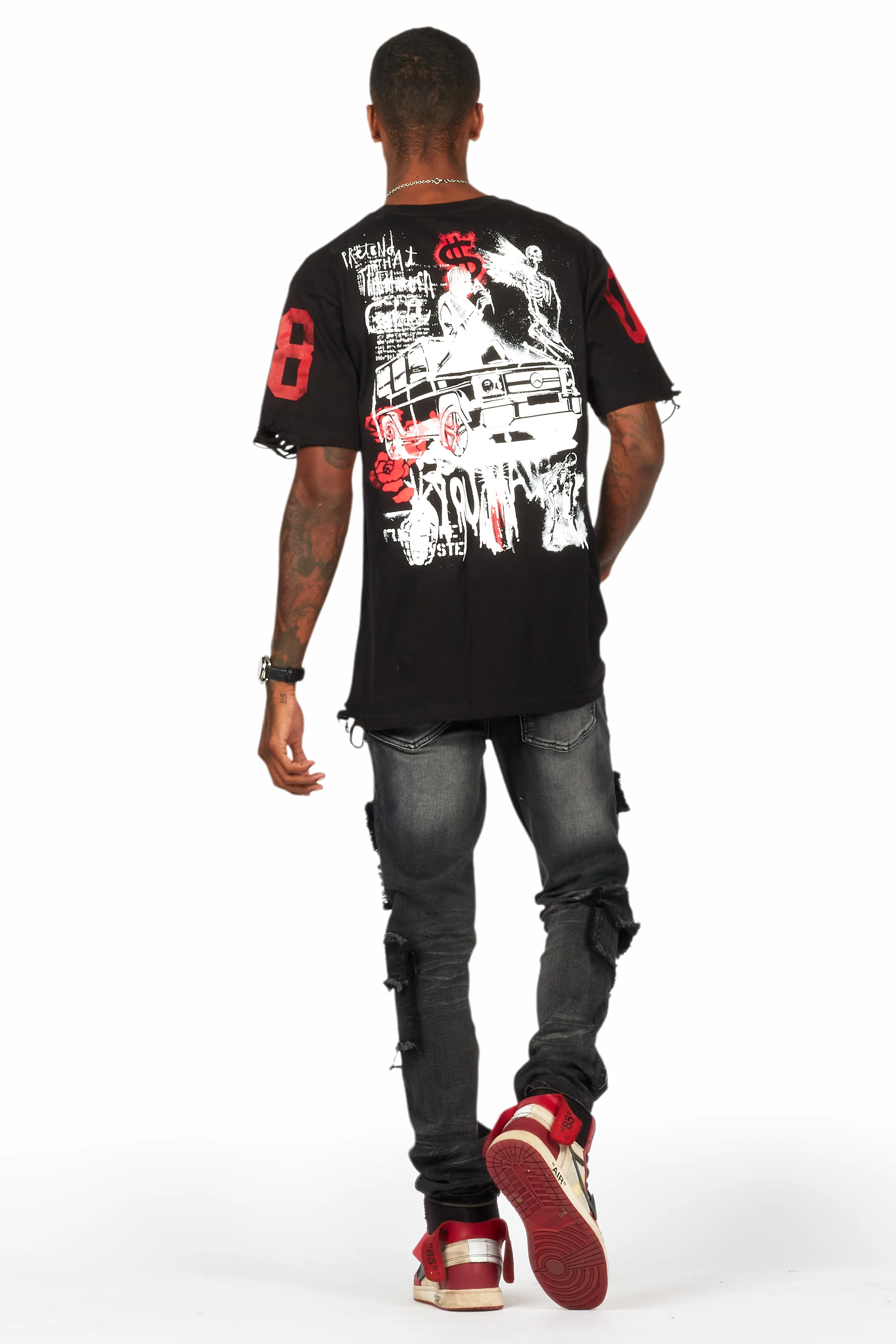 Grill Black/White Graphic Oversized T-Shirt - Image 4
