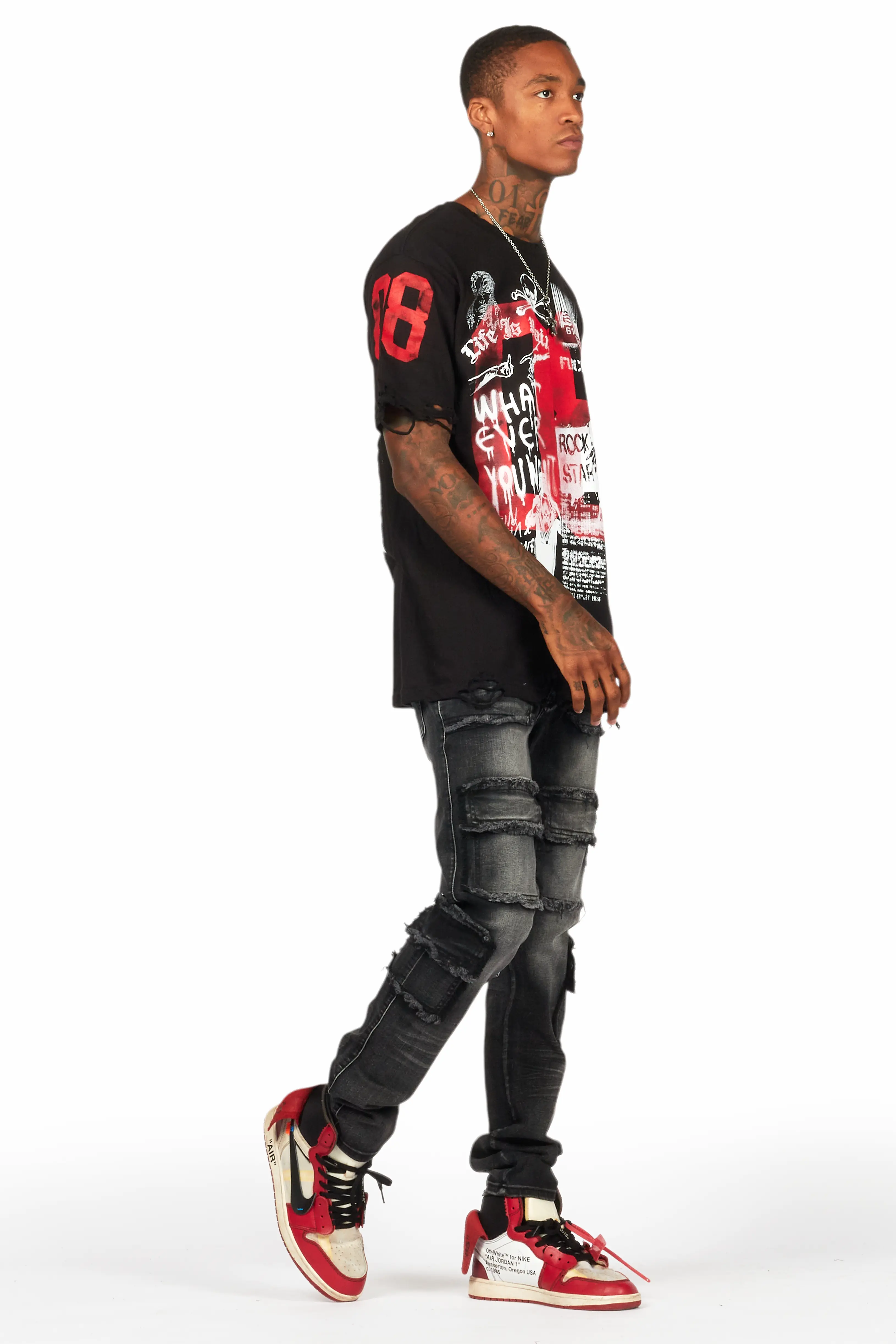 Grill Black/White Graphic Oversized T-Shirt - Image 6