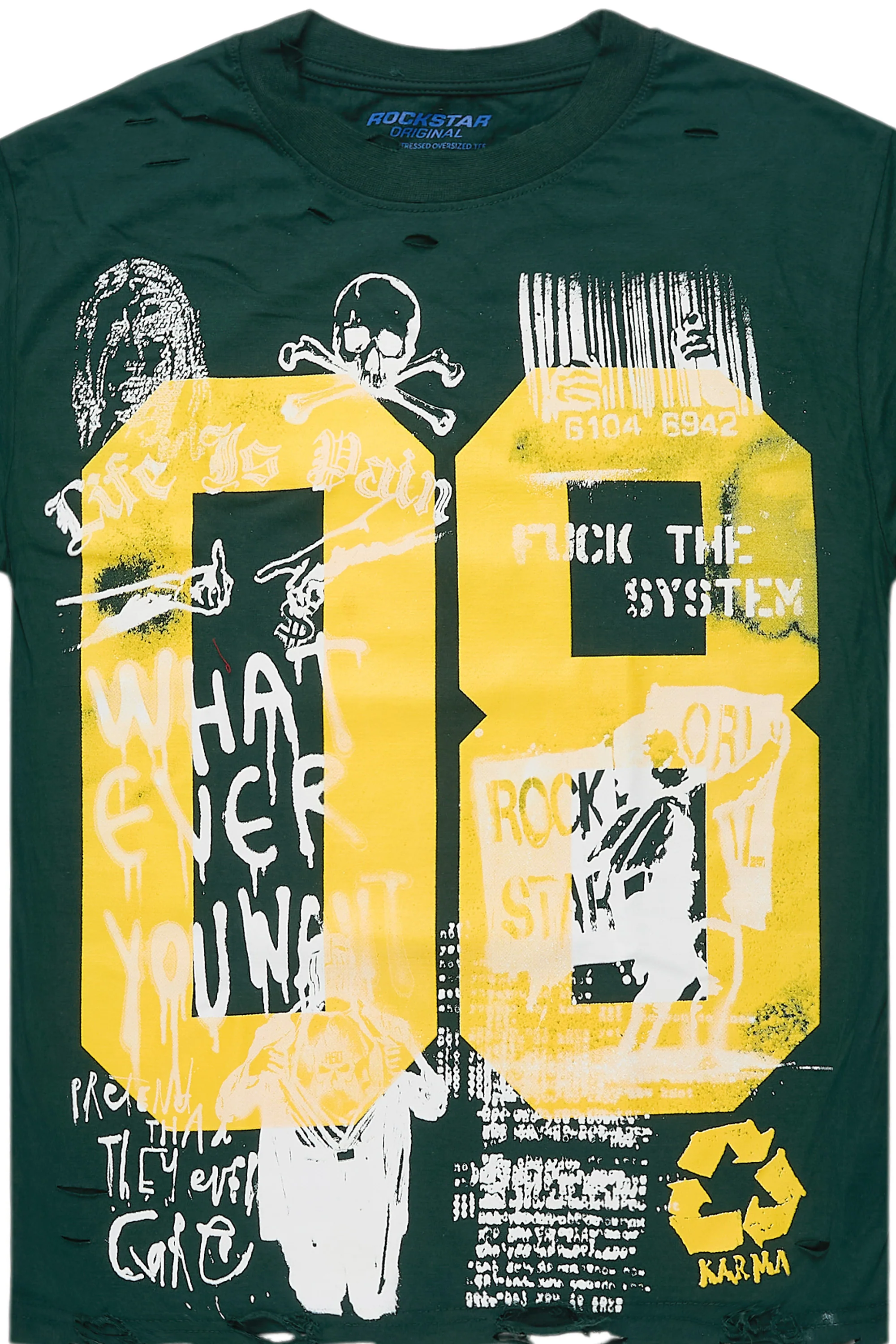 Grill Dark Green/Yellow Graphic Oversized T-Shirt - Image 8