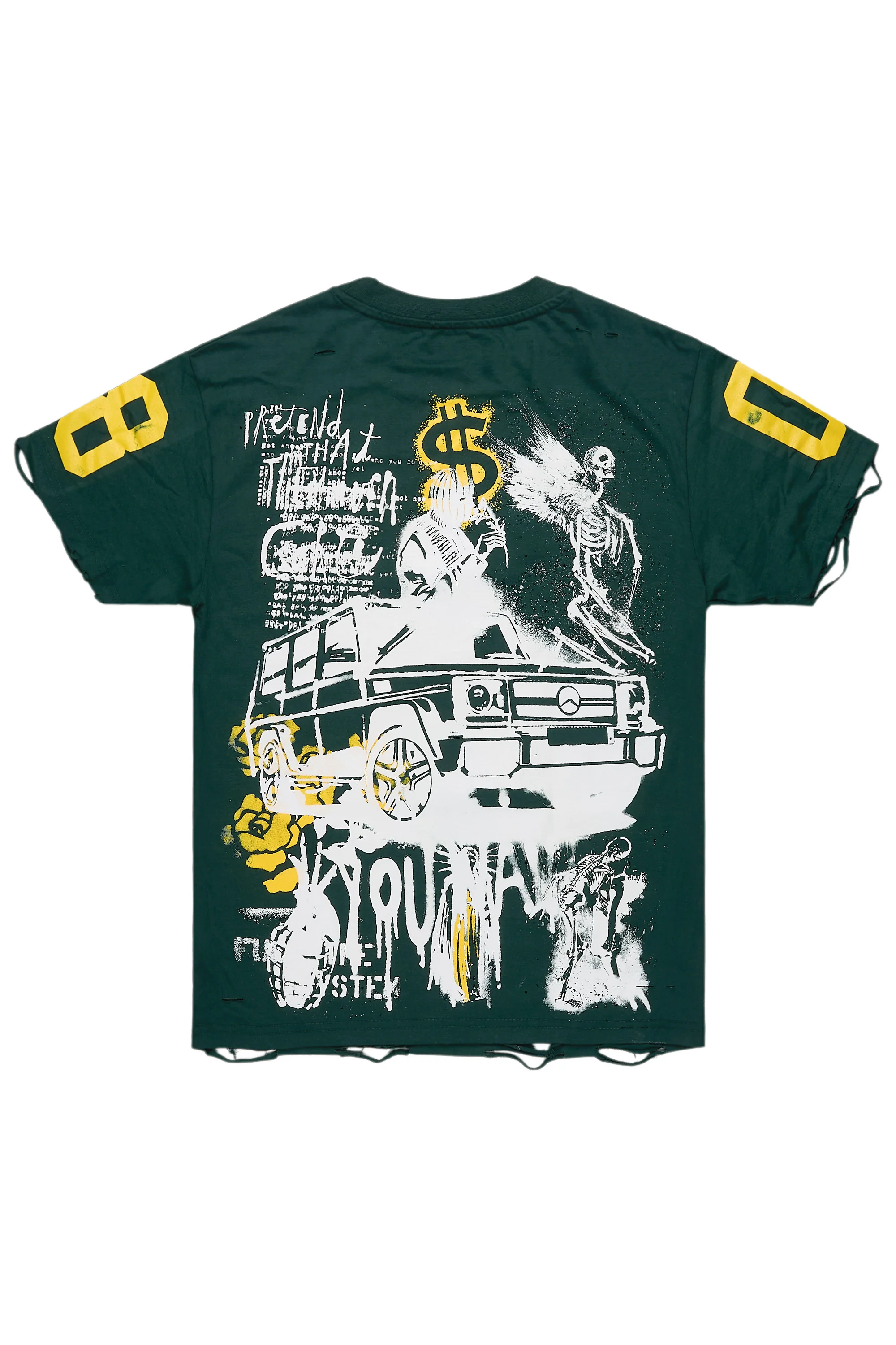 Grill Dark Green/Yellow Graphic Oversized T-Shirt - Image 9