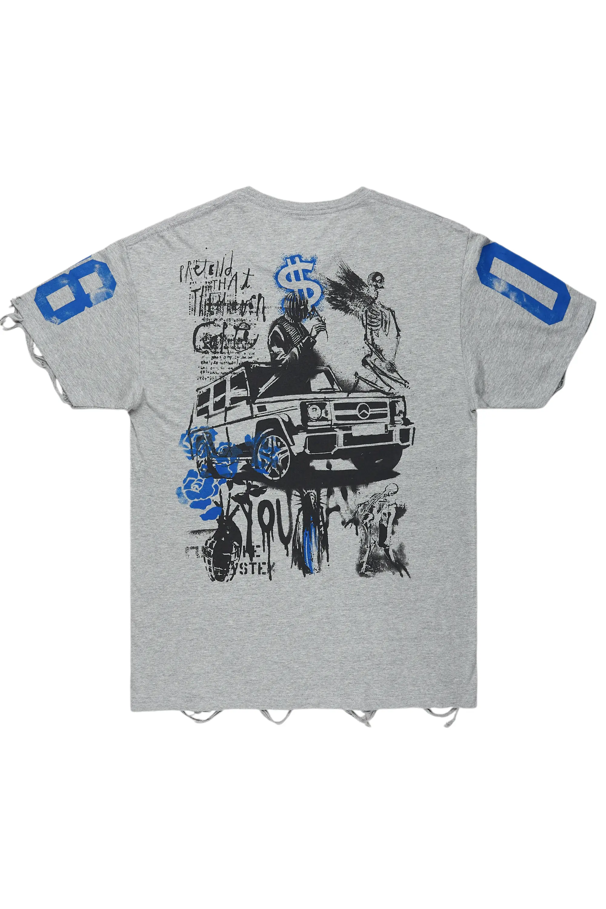 Grill Heather Grey Graphic Oversized T-Shirt - Image 7