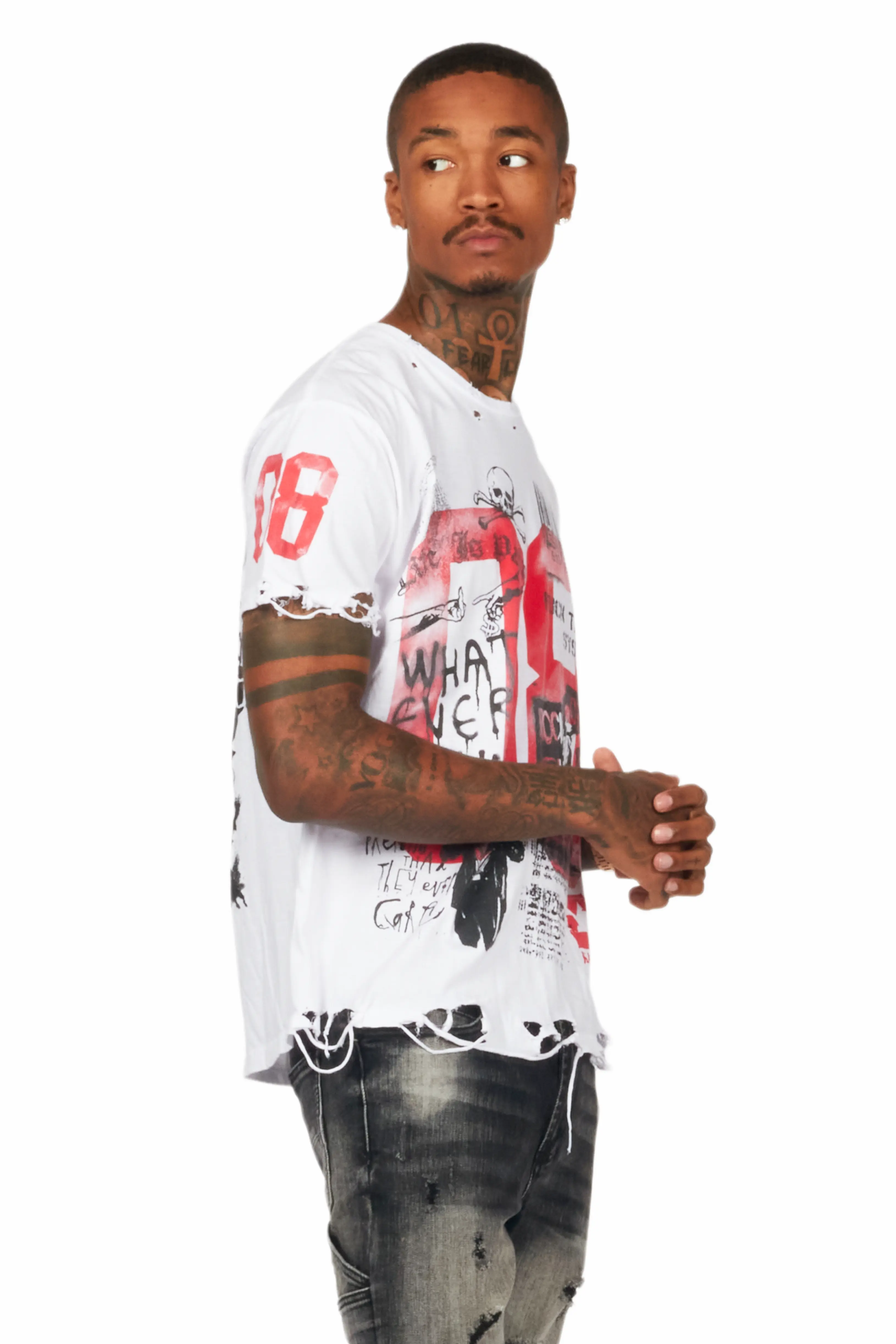 Grill White Graphic Oversized T-Shirt - Image 11