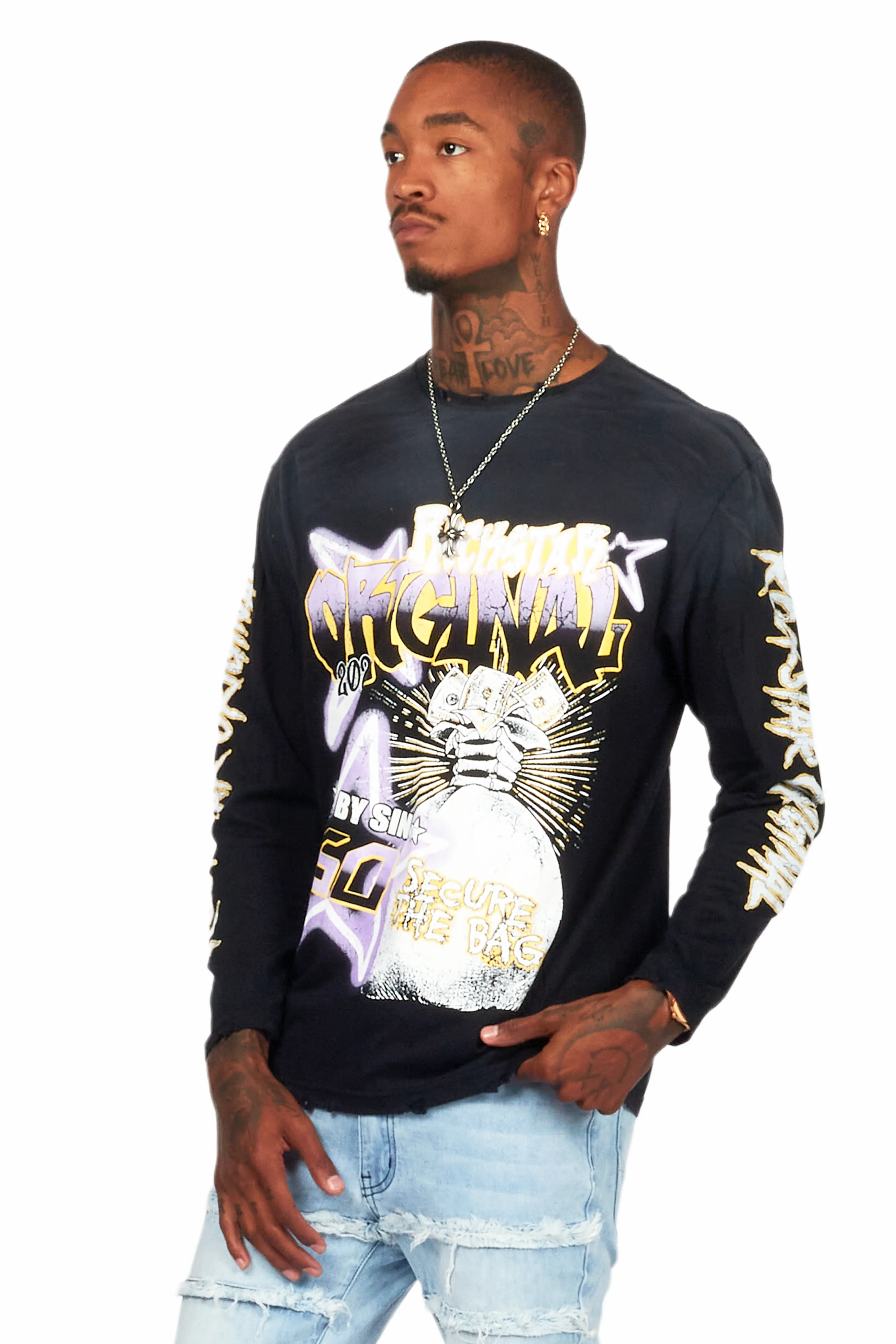 Amelie Black Long Sleeve Graphic T-Shirt - Image 5