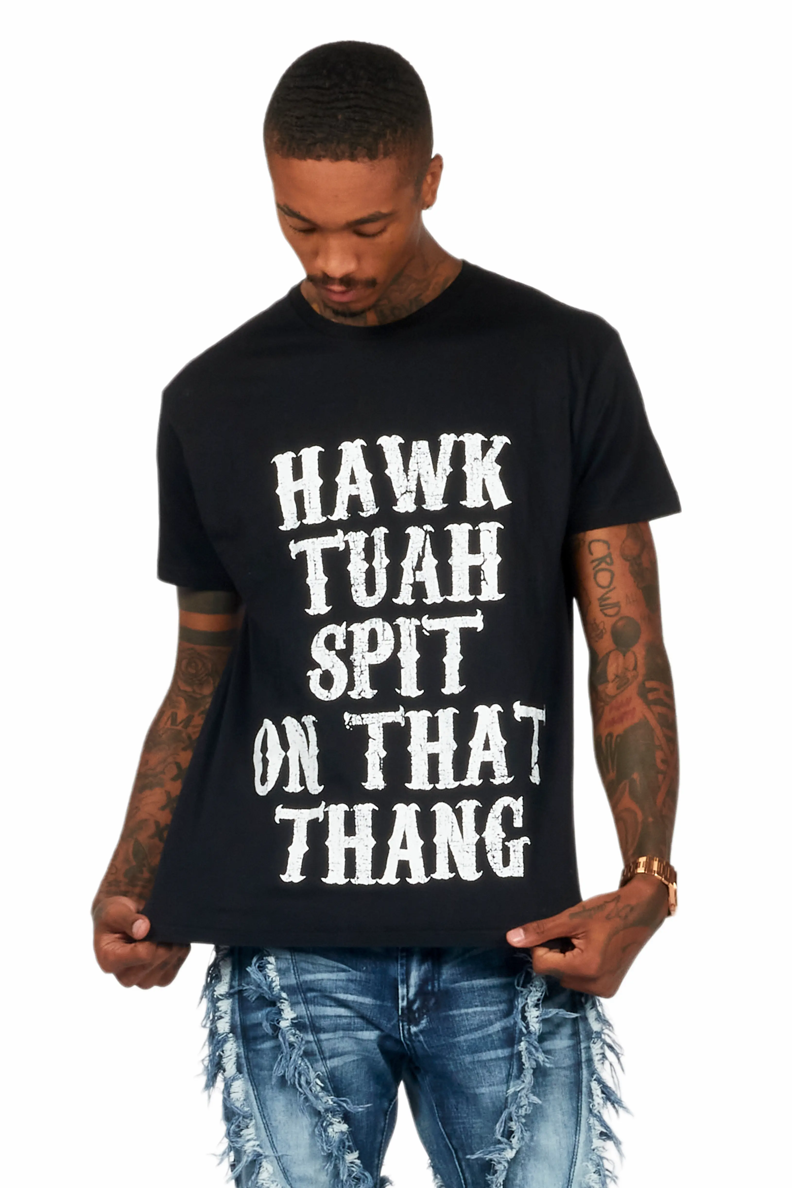 Hawk Tuah Black/White Graphic T-Shirt - Image 4