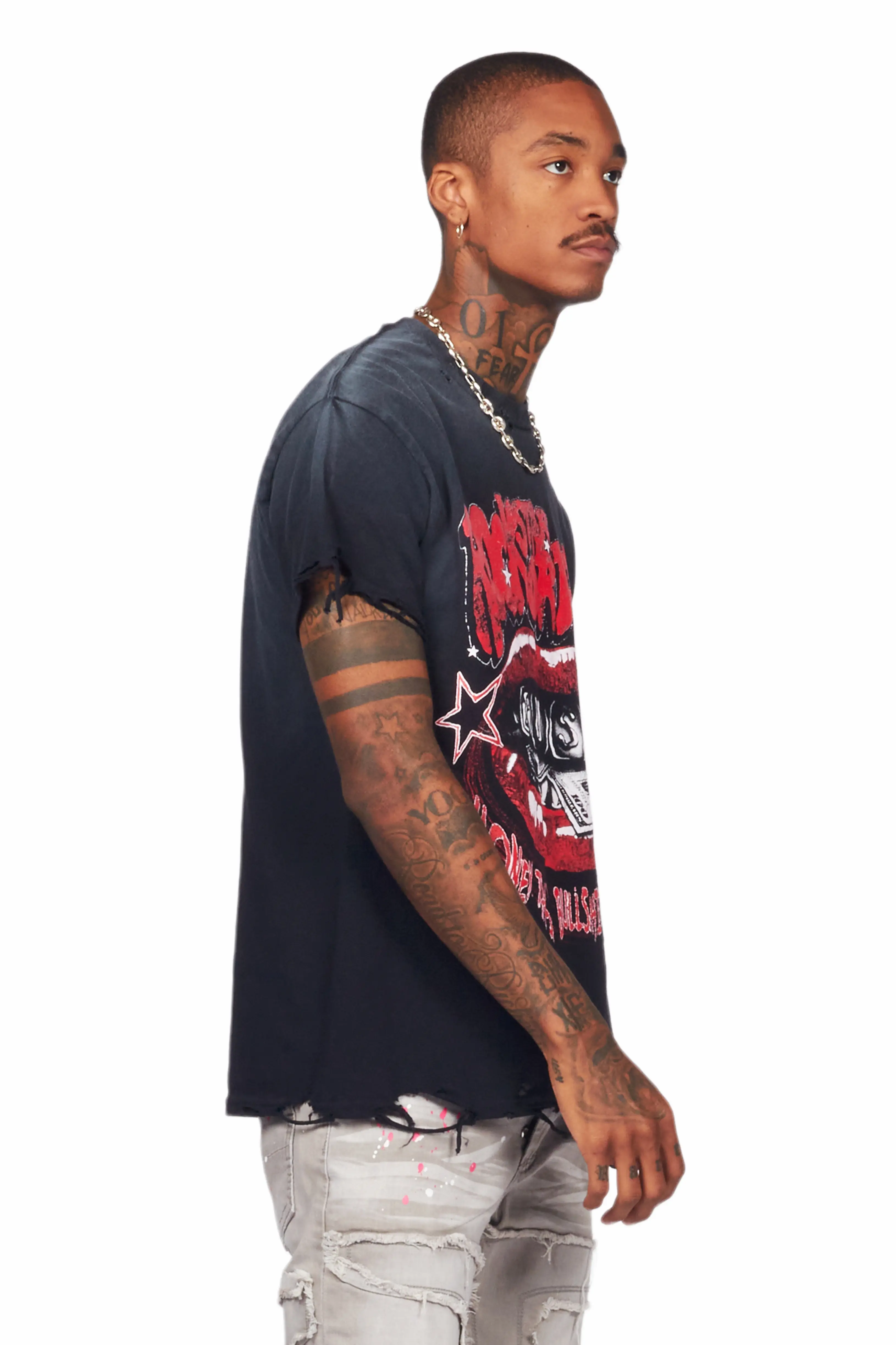 Bloke Black Oversized Graphic T-Shirt - Image 7